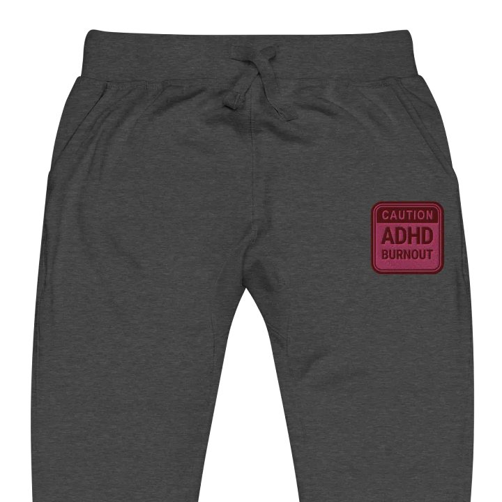 CAUTION: ADHD BURNOUT (rose design) embroidered unisex joggers product image (1)