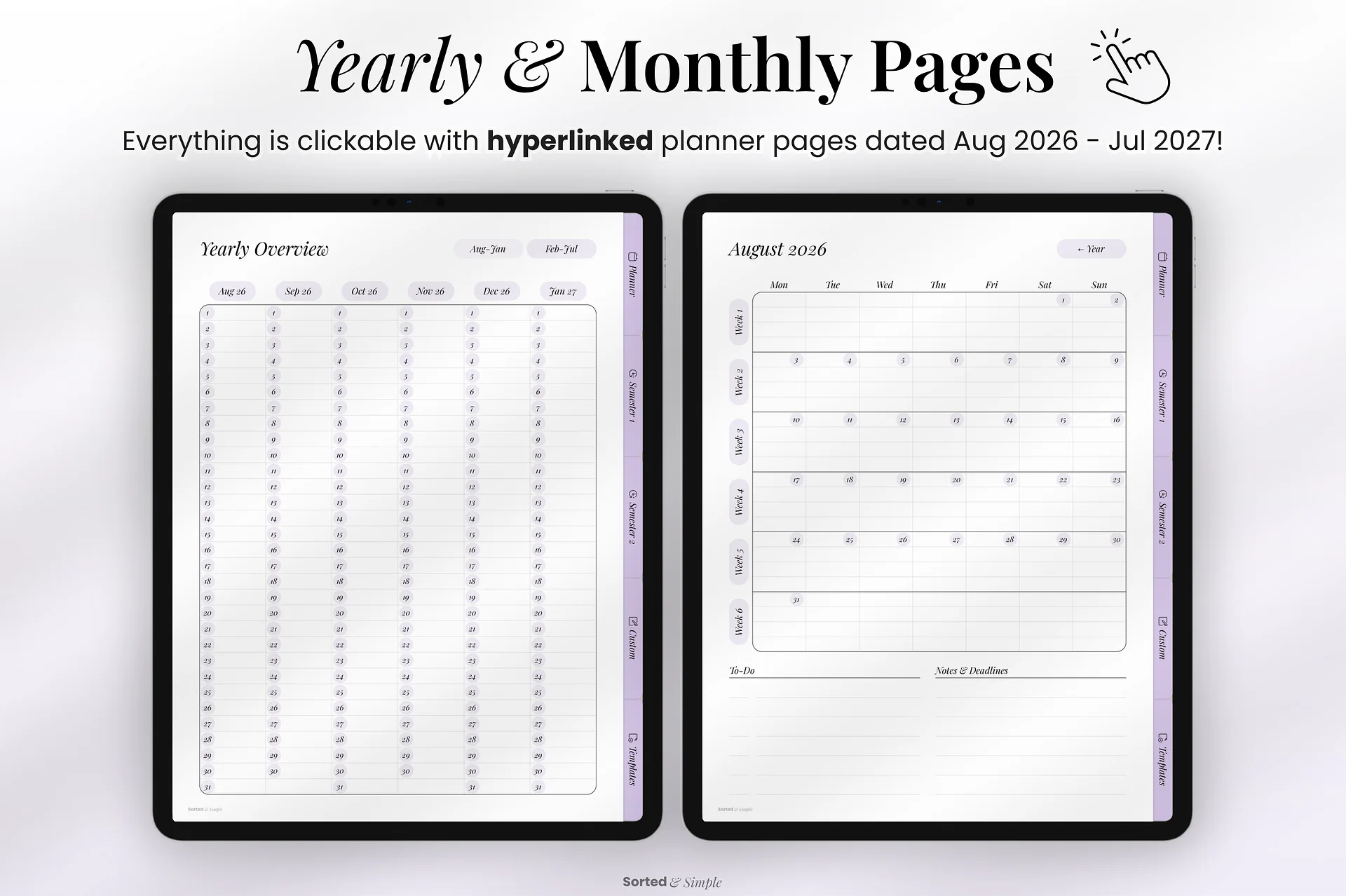2026/2027 Mid-Year Student Digital Planner Portrait - Lavender product image (8)