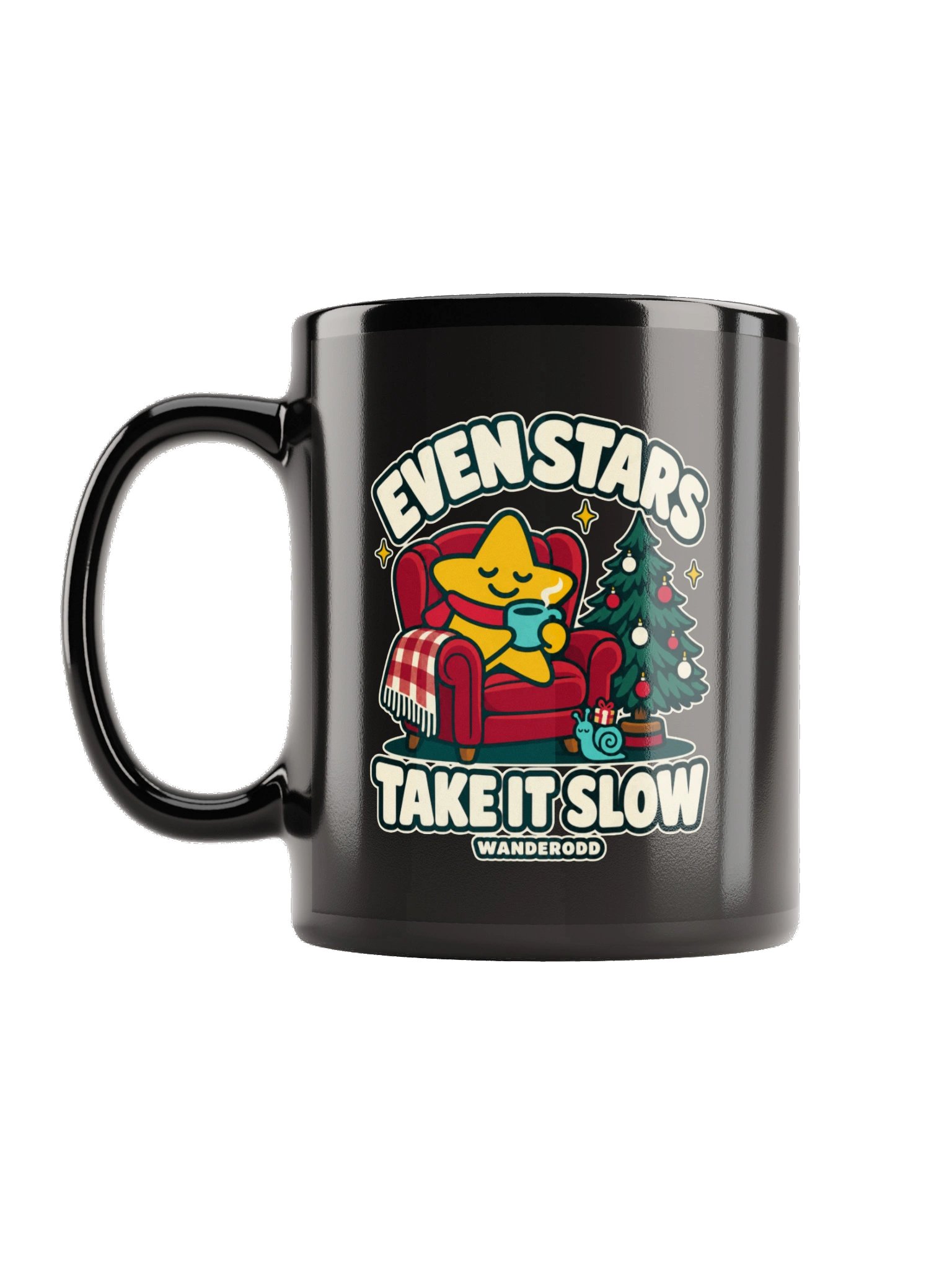 Christmas Star Black Coffee Mug – Take It Slow | WanderOdd product image (1)