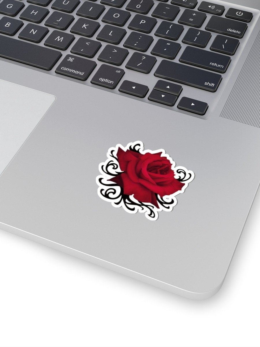 Gothic Dark Red Rose Vinyl Decal – Krita Airbrush Art Kiss-Cut Sticker product image (2)
