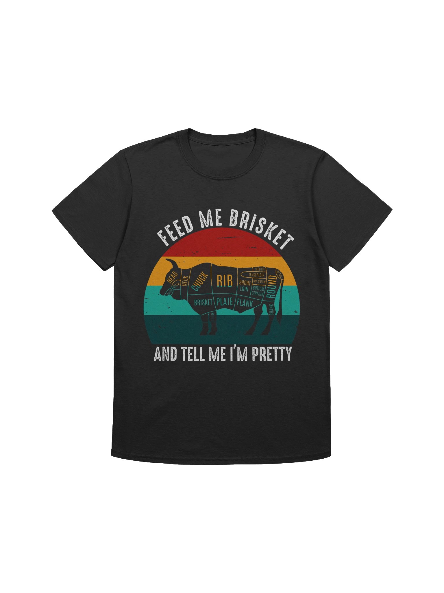 Feed Me Brisket and Tell Me I’m Pretty (Retro Sunset) – Gildan Softstyle Unisex T-Shirt product image (1)