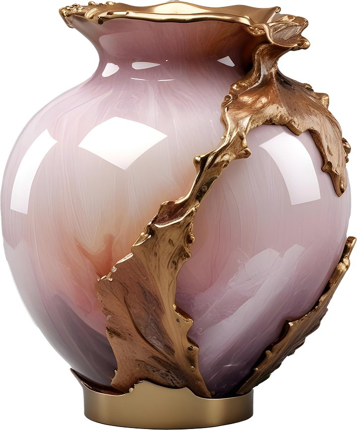 Golden Embrace – Romantic Glass Vase PNG product image (1)