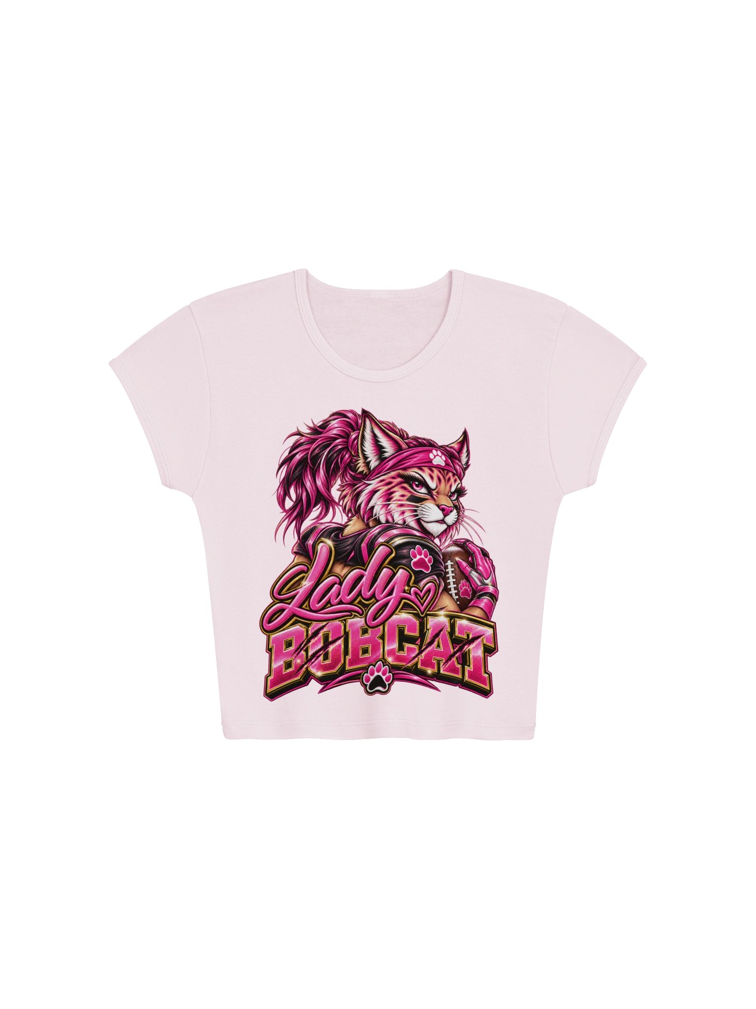 Lady Bobcat Football Graphic Baby Tee product image (1)