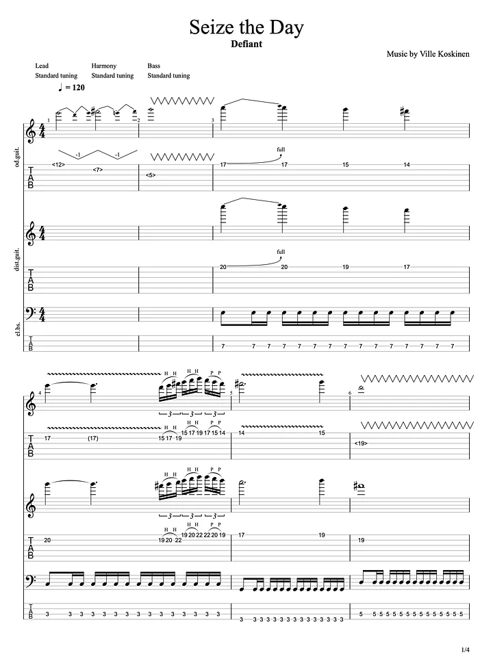 Seize The Day guitar solo (tab) product image (1)