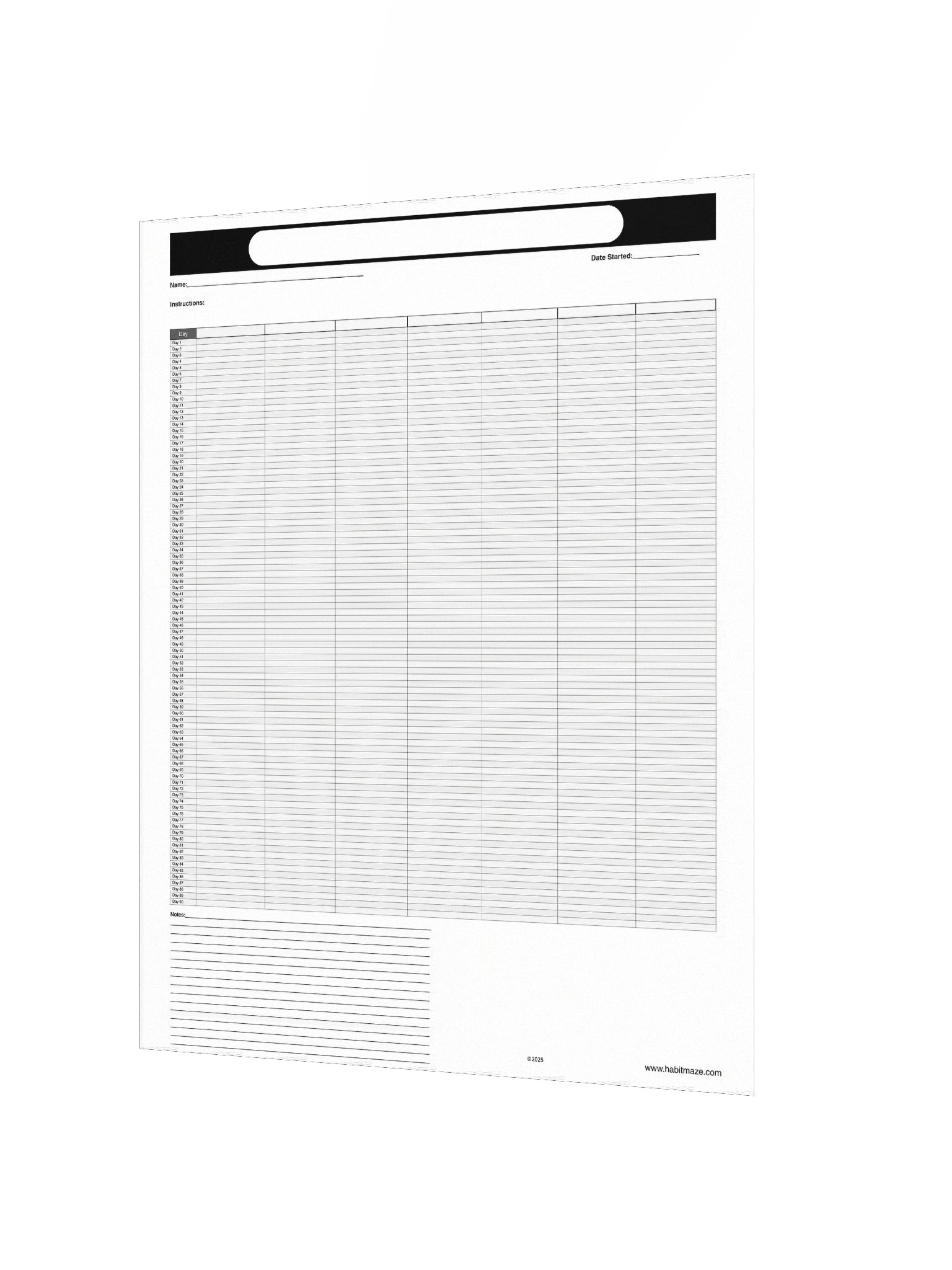 90 Day Blank Planner With 7 Columns and Notes product image (3)