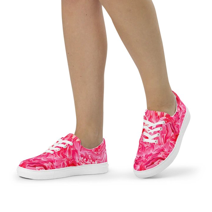 'Raspberry waves' Women's Lace-Up Canvas Shoes product image (1)