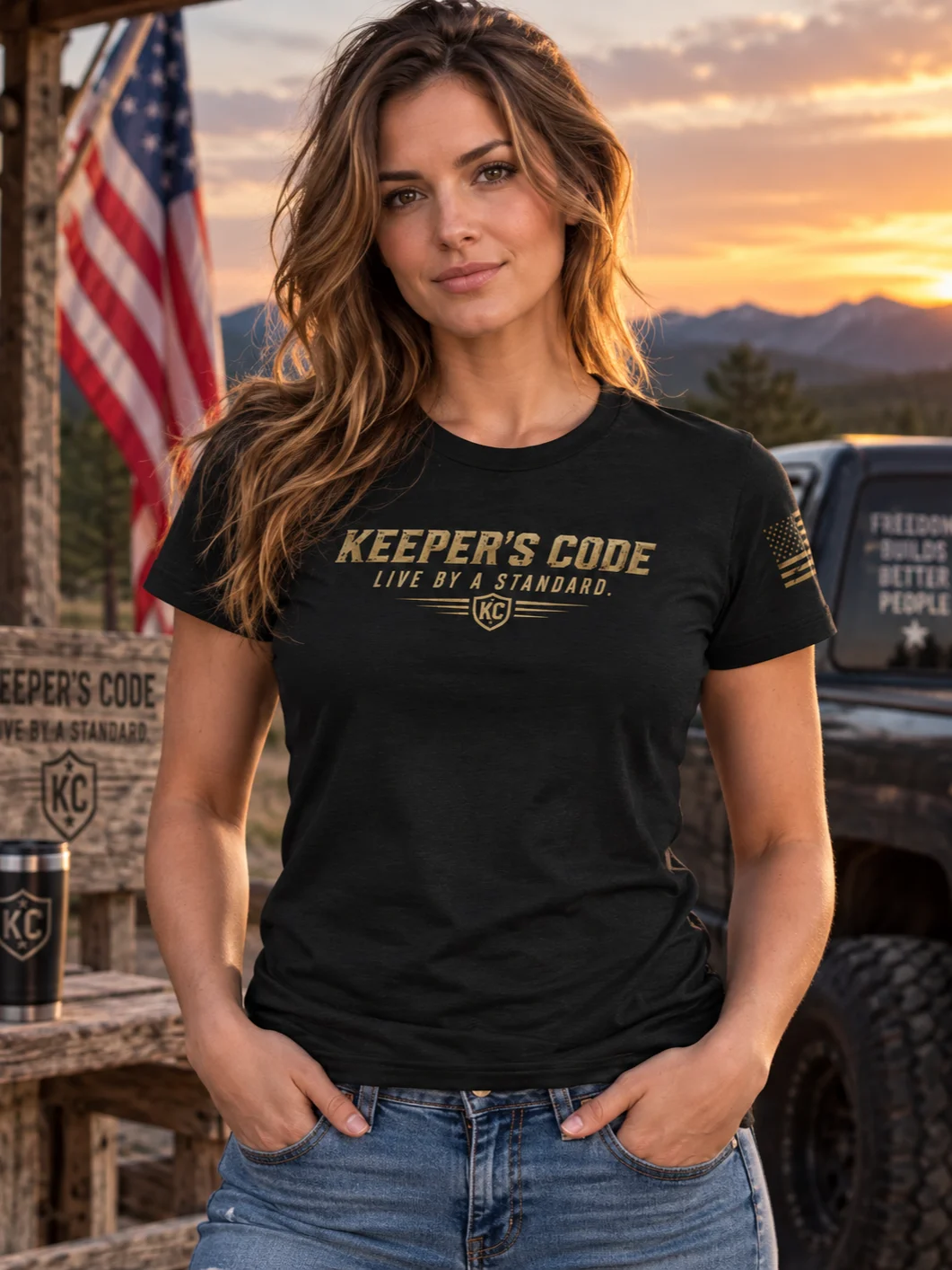 Keeper’s Code™ Women’s Don’t Tread on Me Patriotic T-Shirt product image (1)