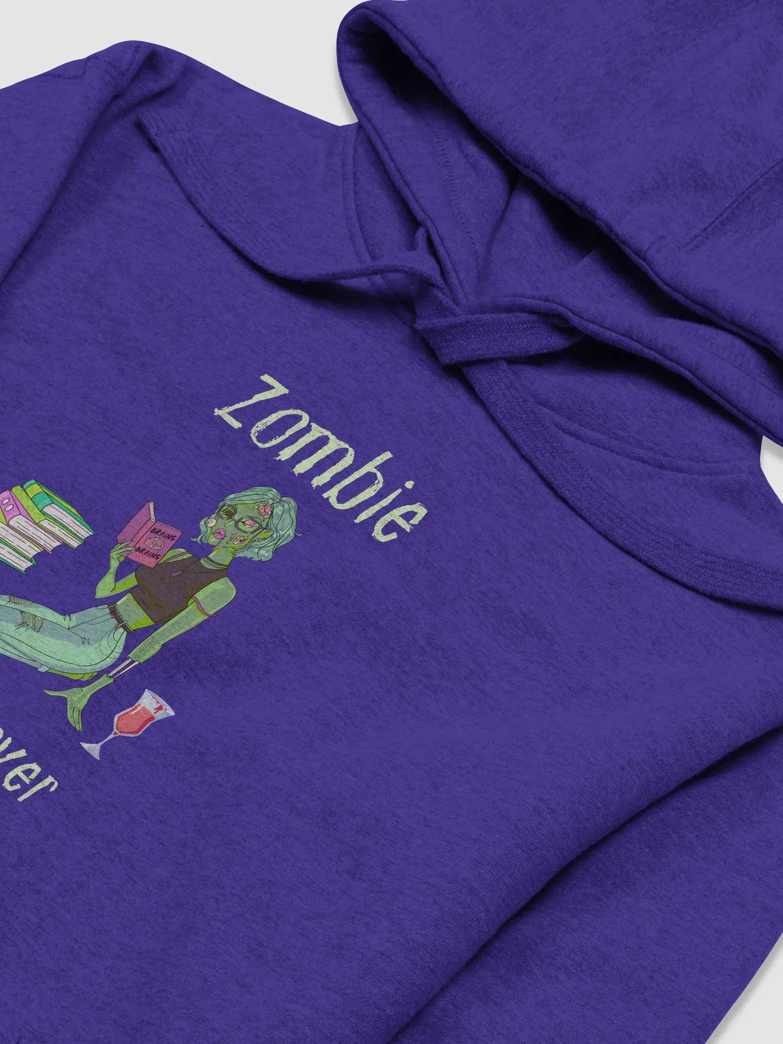 Zombie Book Lover Purple Unisex Hoodie product image (3)