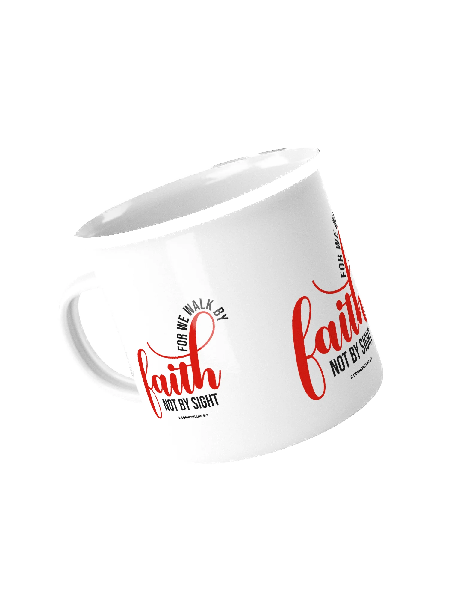 Walk by Faith Enamel Mug – Durable, Lightweight & Adventure-Ready product image (4)