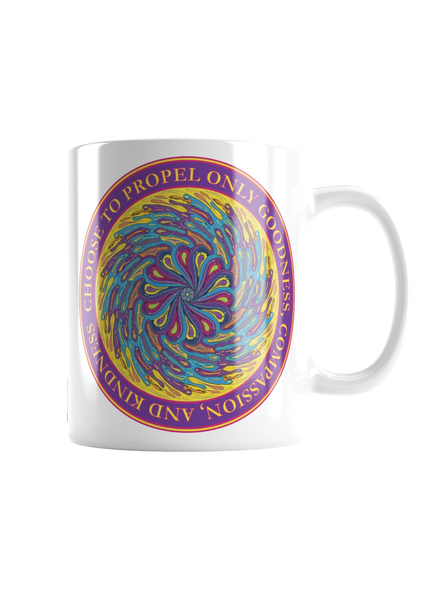 Inspirational White Ceramic Mug Says: "Choose To Propel Only Goodness, Compassion, and Kindness" product image (5)