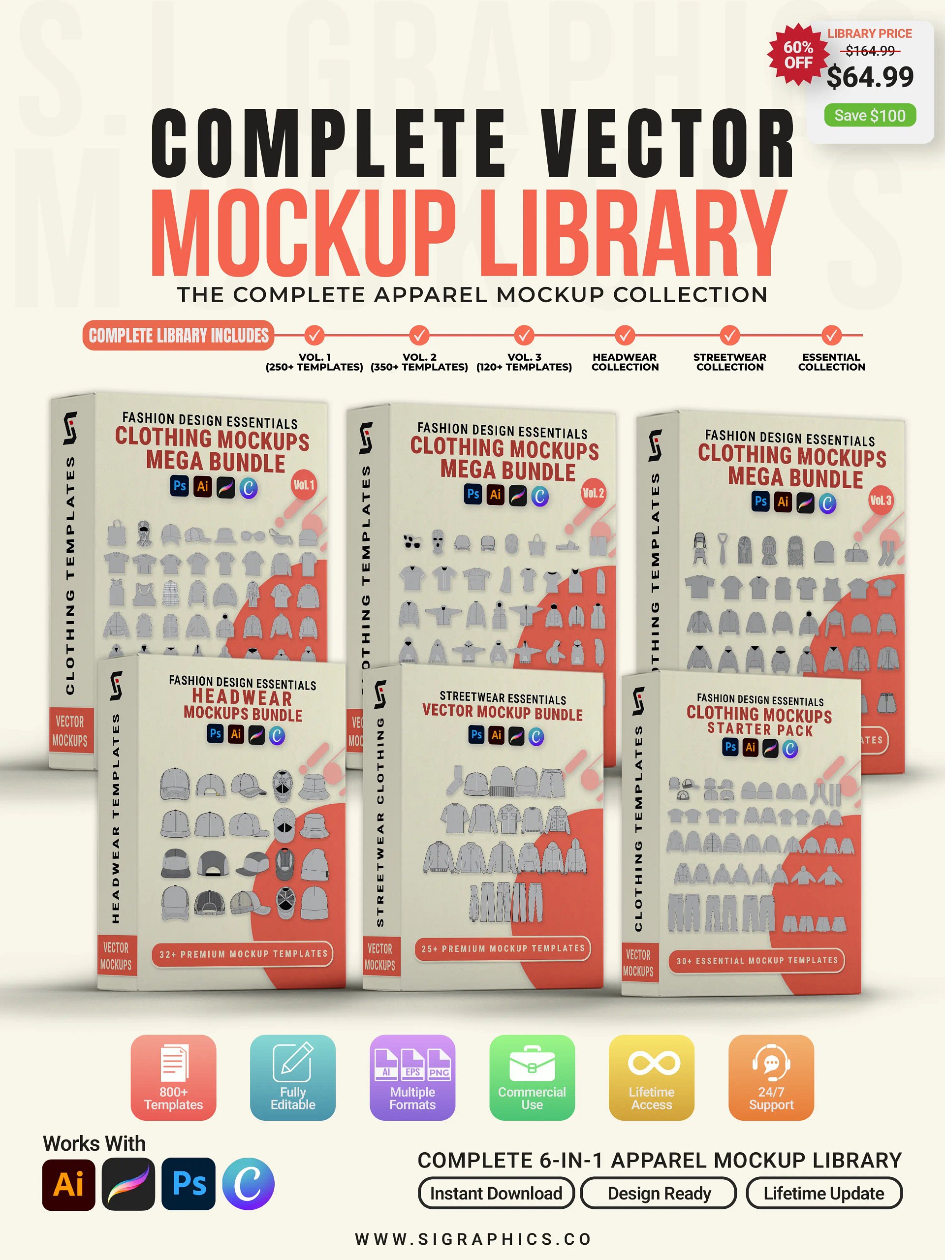 Complete Vector Mockup Library – 800+ Clothing Mockup Templates product image (1)