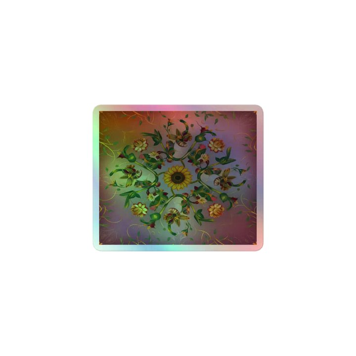 Exclusive Holographic Sunflower Mandala Sticker | Kiss-Cut Vinyl | Perfect for Laptops, Cars & More product image (1)