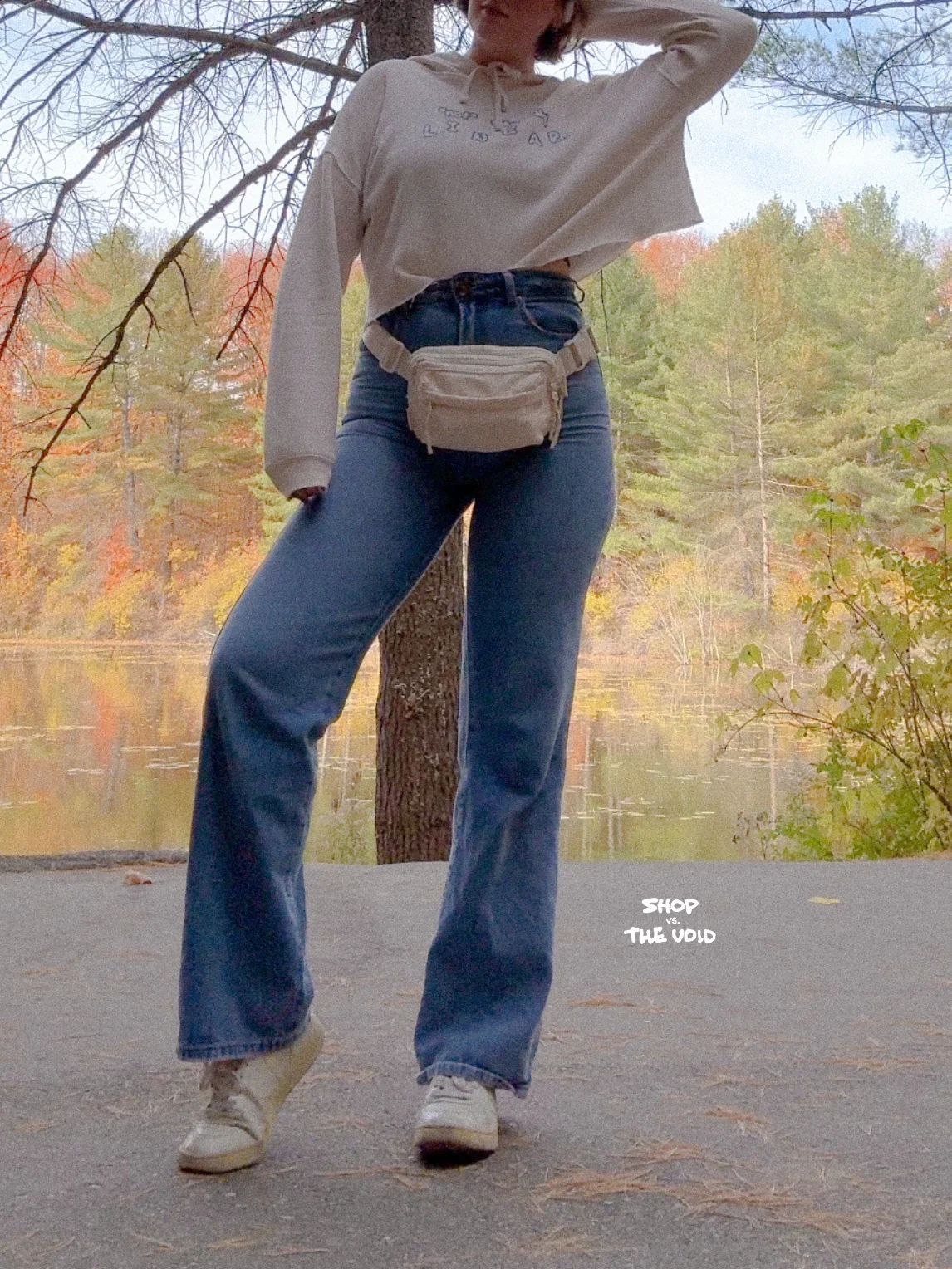 *not* mentally linear (lined design, #709AAF) lightweight cropped hoodie product image (3)
