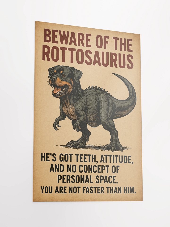 Beware of the Rottosaurus WARNING POSTER product image (4)