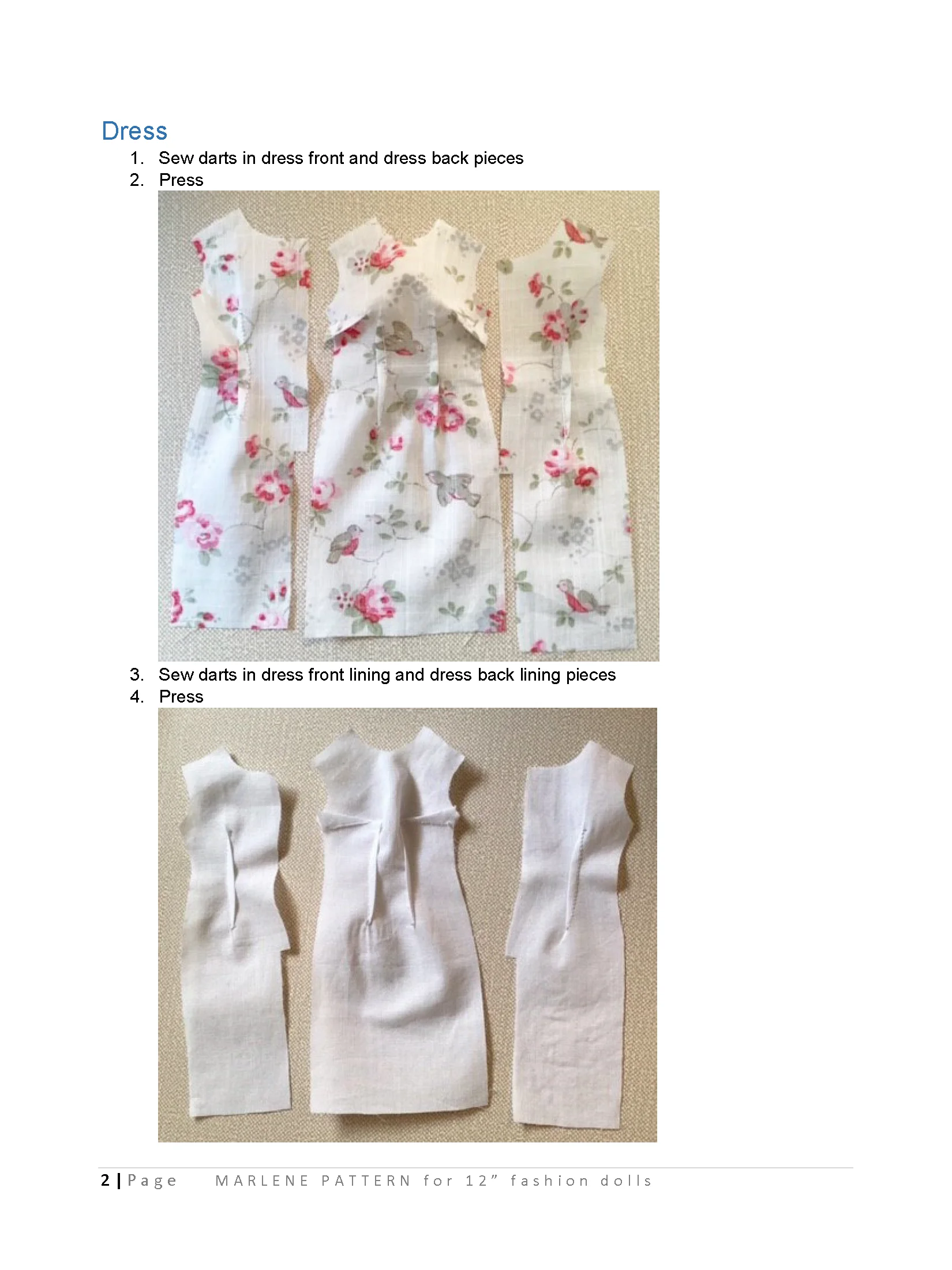 Marlene sewing pattern for 12" fashion dolls product image (3)
