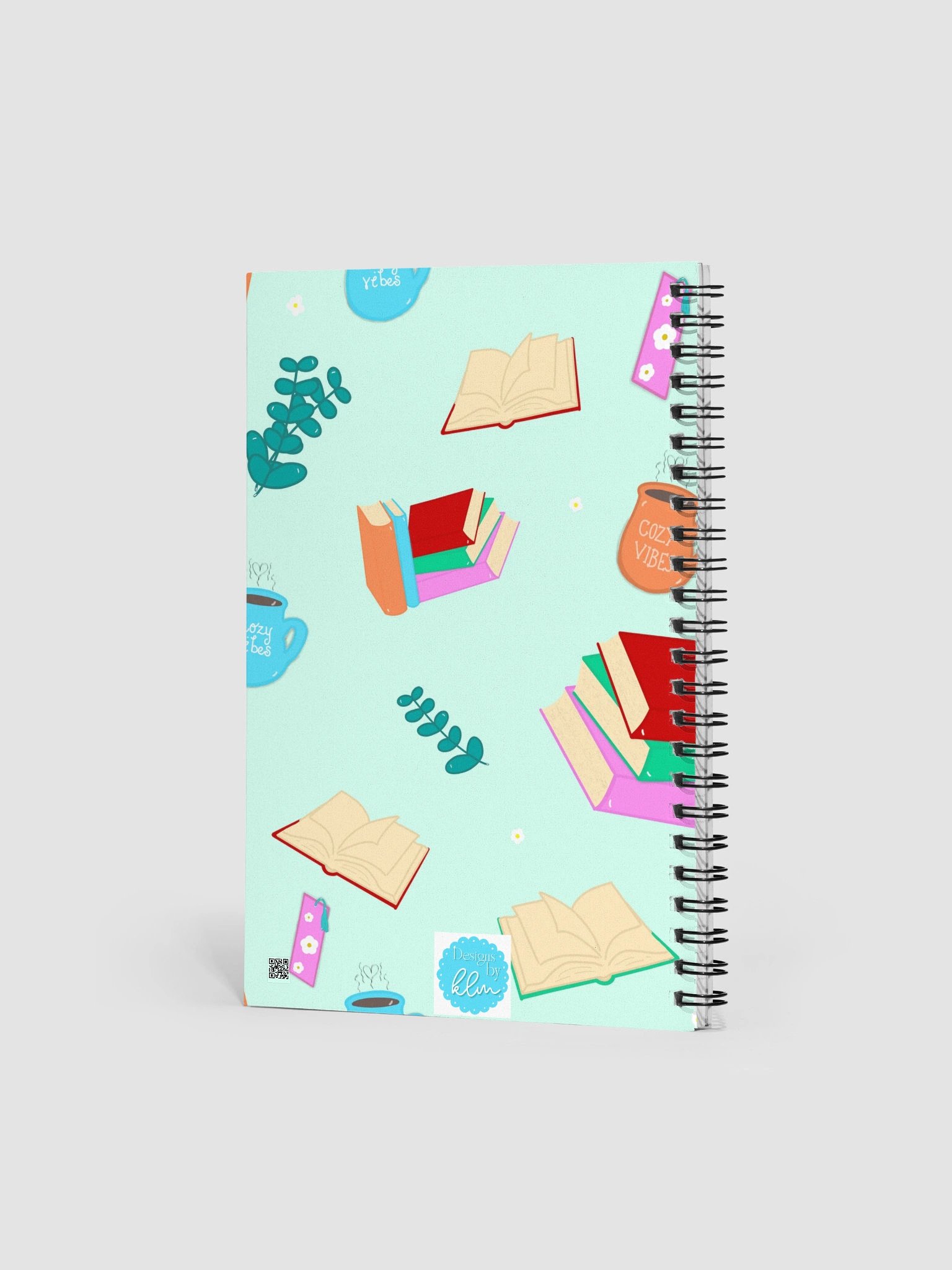 Cozy Book Lovers Pattern- Mint Background Spiral Journal product image (3)