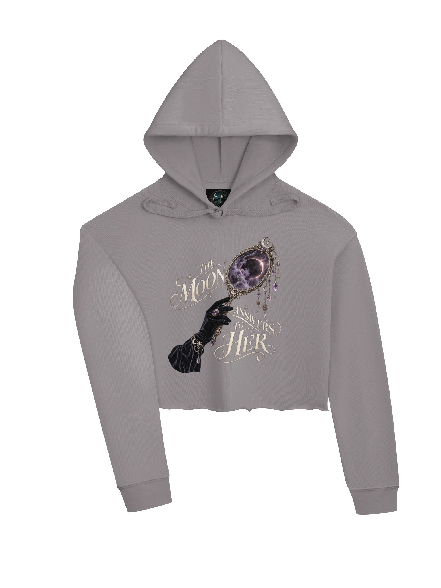 Celestial Moon Ritual — Gothic Lunar Women’s Cropped Pullover Hoodie product image (7)