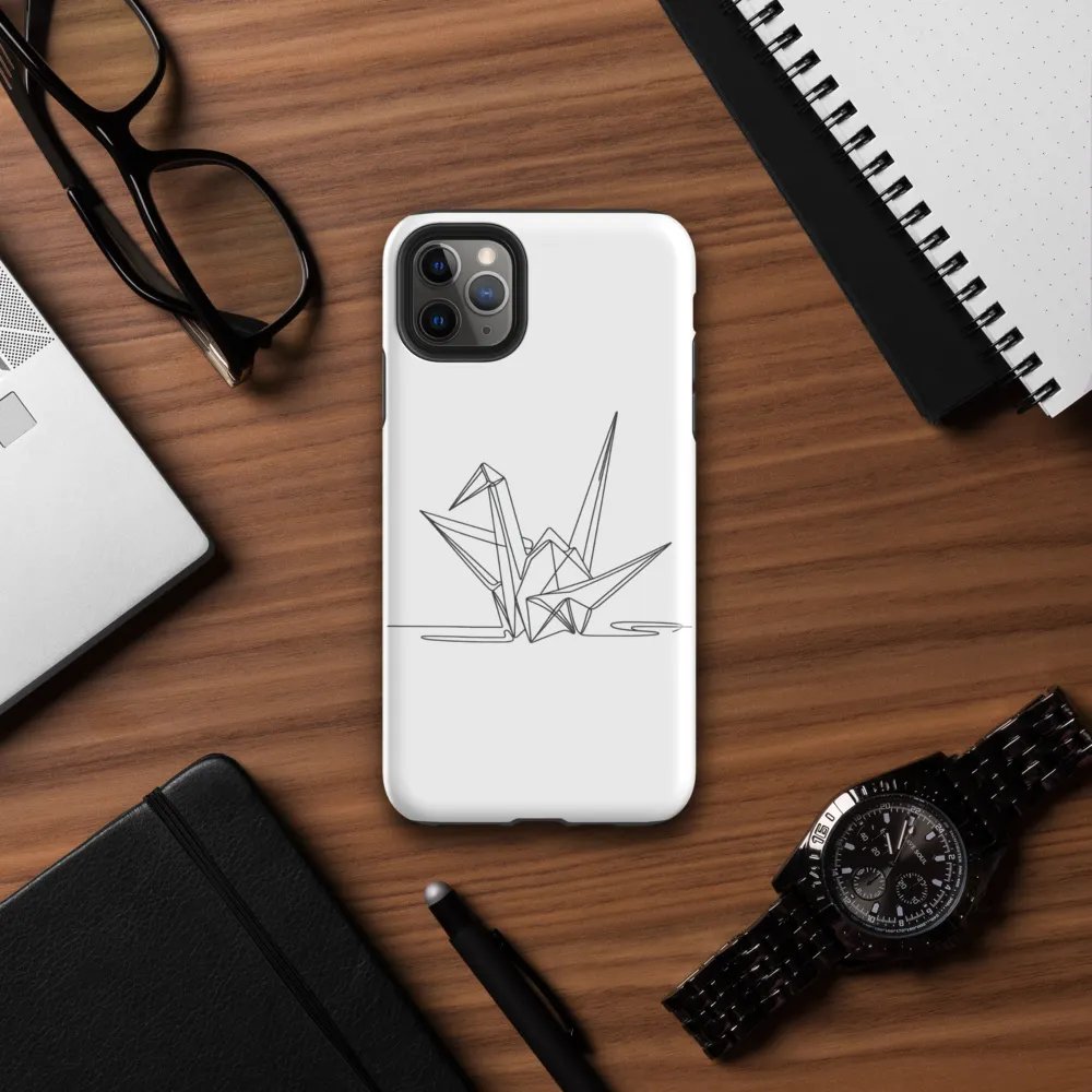Origami Crane Line Art Design Tough iPhone Case product image (39)