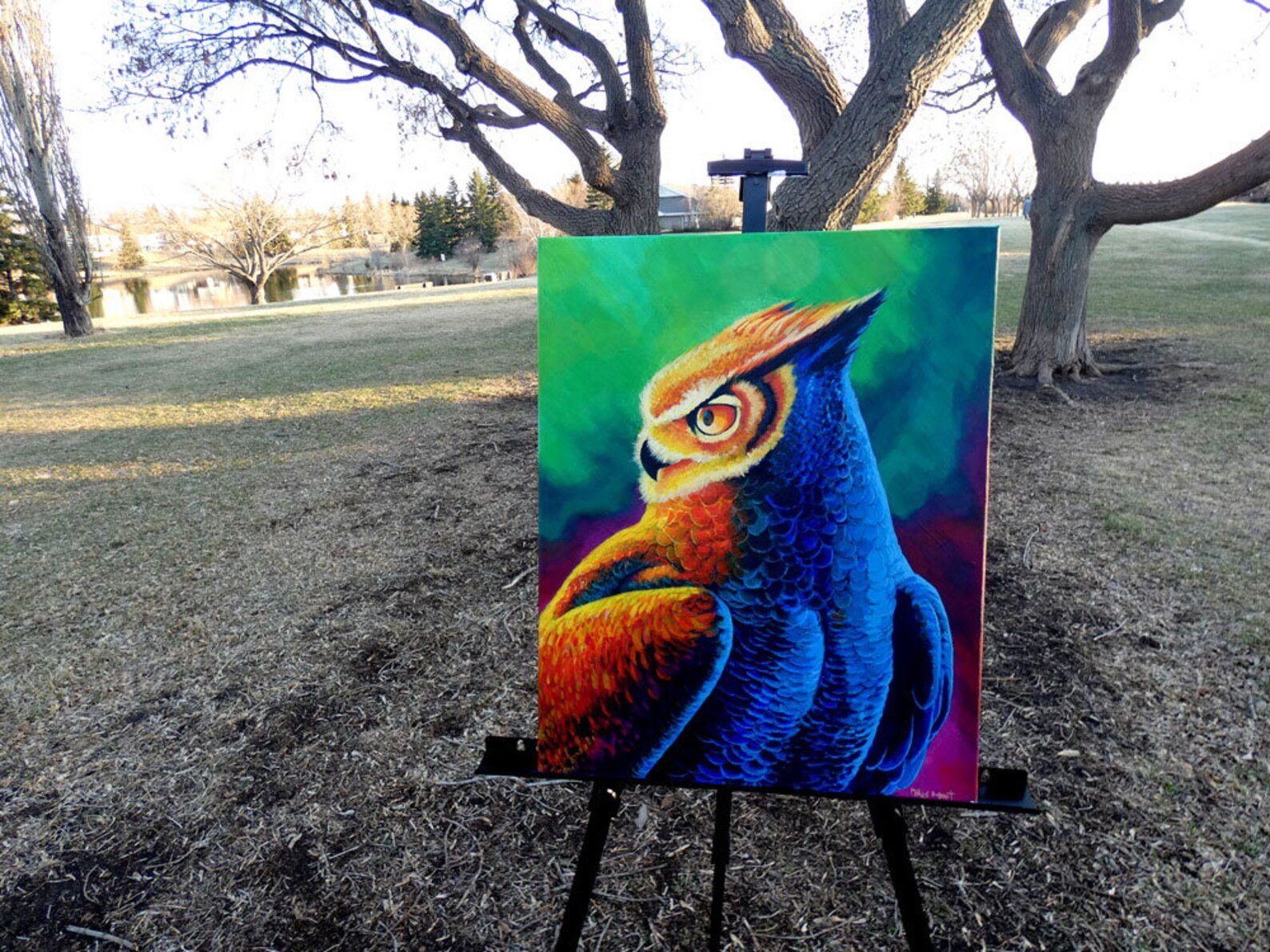 Great Horned Owl Acrylic Painting on Canvas (Canada Only) product image (3)