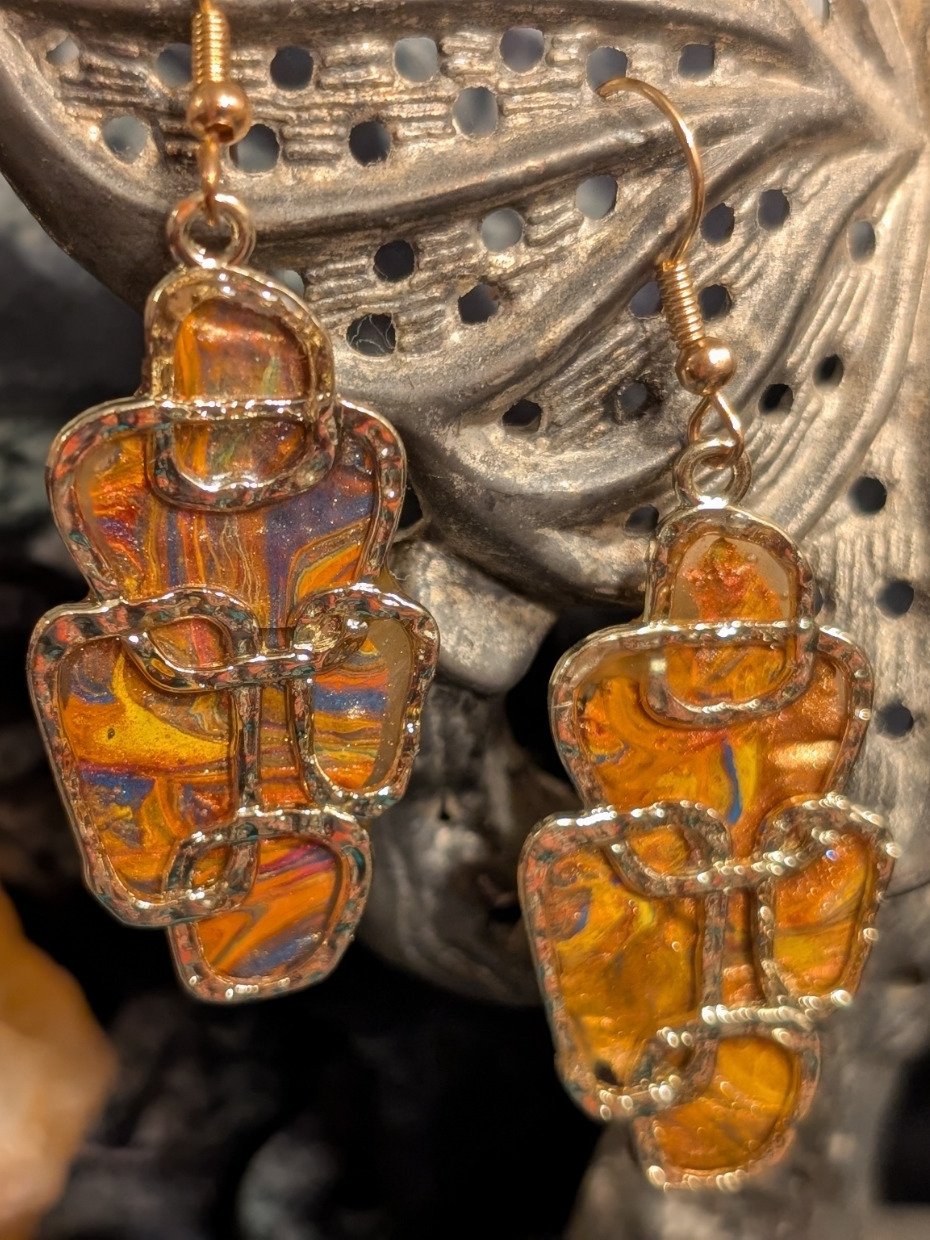 Sunset Static: Abstract Paint Skin Drop Earrings product image (2)