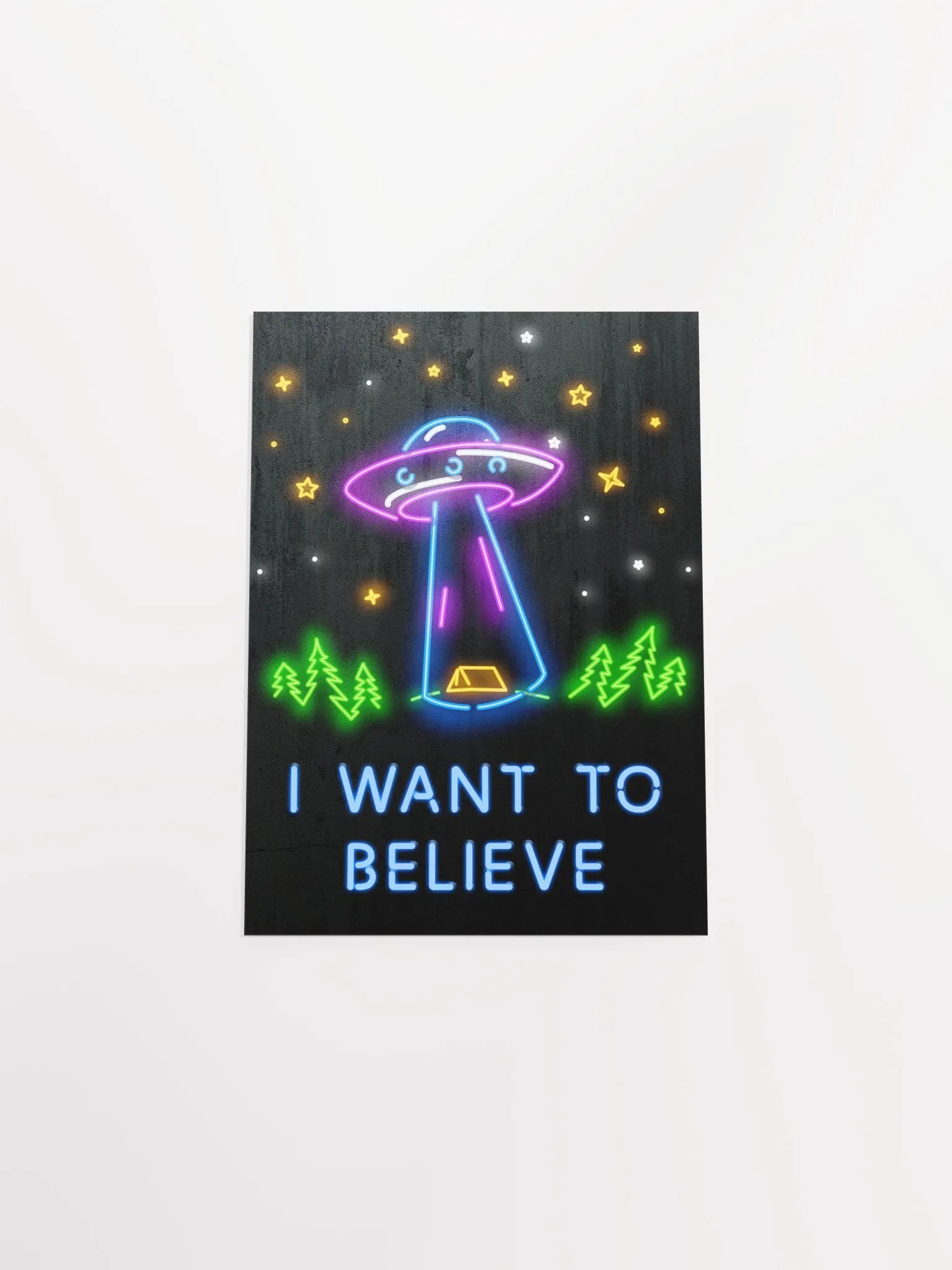 I want to believe / X-Files poster. Neon version — sci-fi poster, movie poster, space art print product image (6)