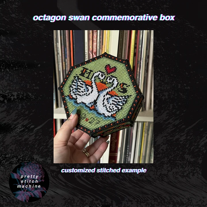 Commemorative Swan Keepsake Octagon Box Plastic Canvas Pattern product image (1)