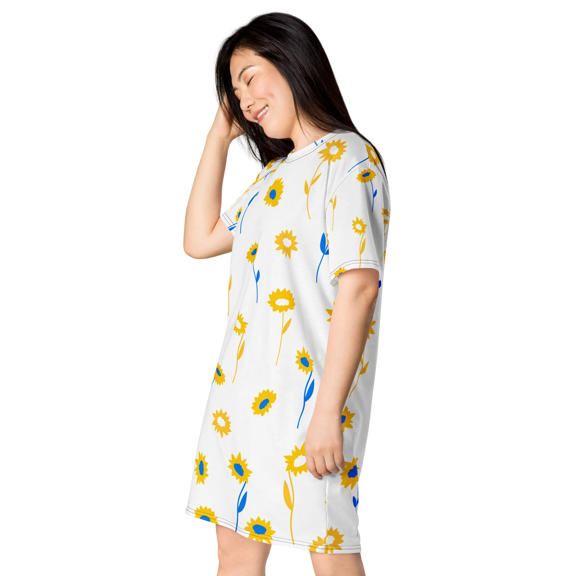 TDS Women's Oversized Sunflower Print T-Shirt Dress product image (3)