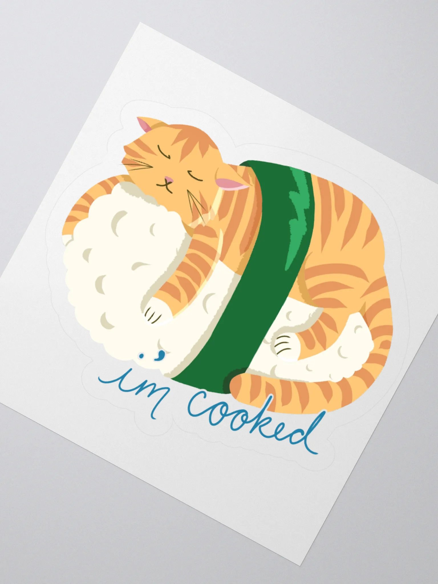 'I'm Cooked' Sushi Cat Sticker product image (4)