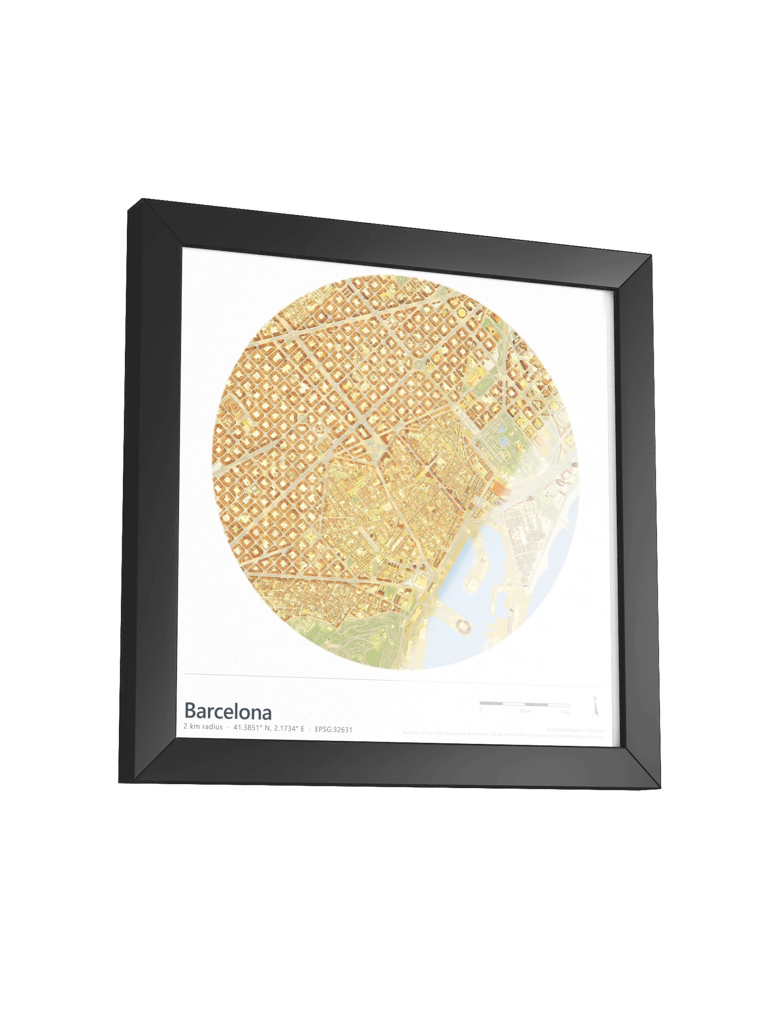 Barcelona: Path-Traced 3D City Map · Framed Matte Poster product image (23)