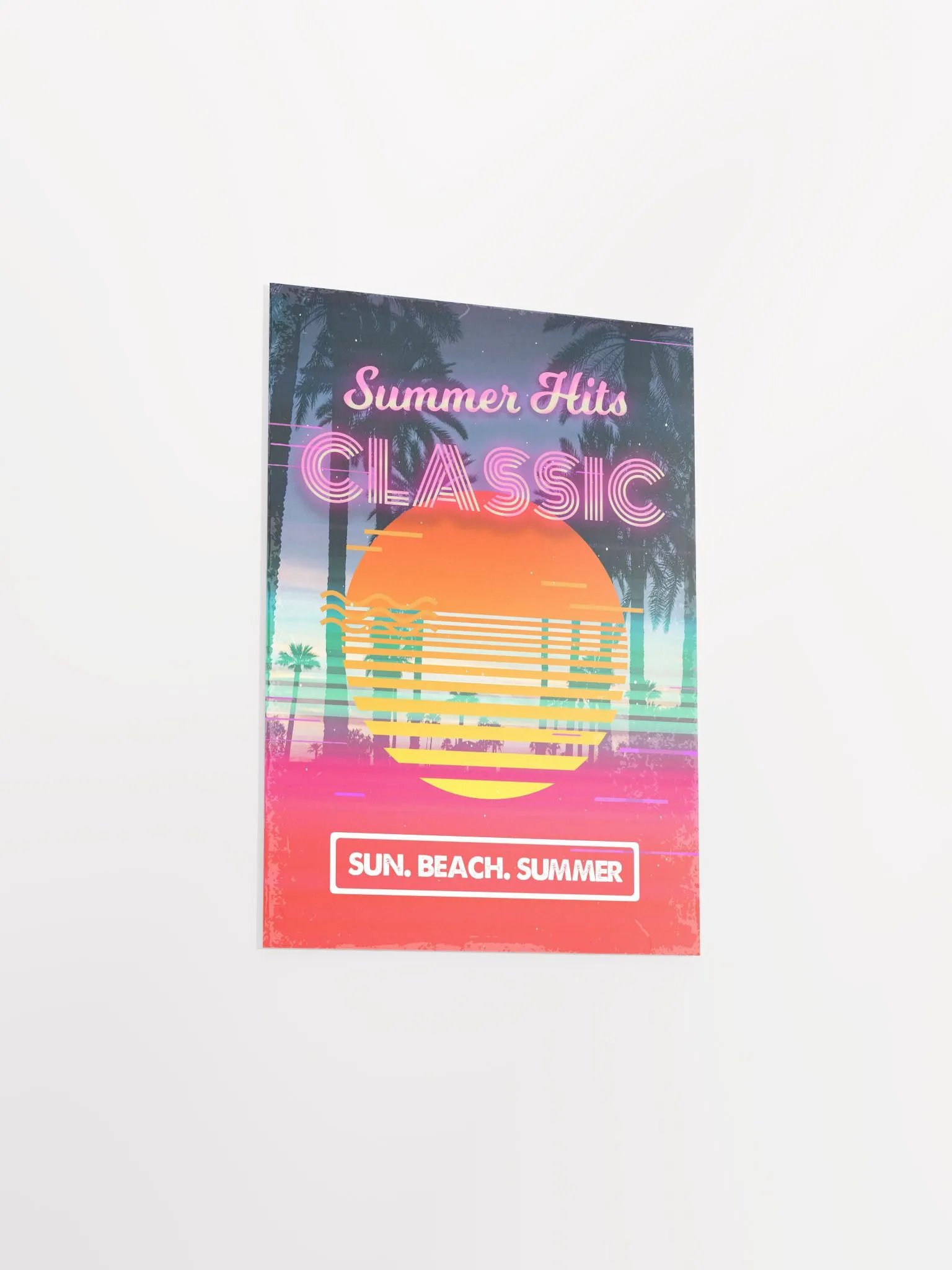 Retrowave poster: Classic Summer Hits [retrowave/vaporwave/synthwave] — aesthetic poster, retrowave art print, neon poster, 80s poster product image (8)
