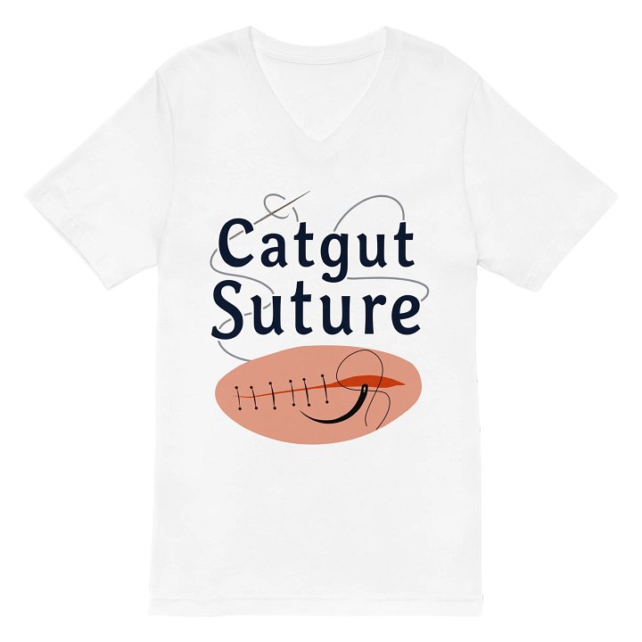 Stitching Wound Catgut Suture V-Neck Tee product image (2)