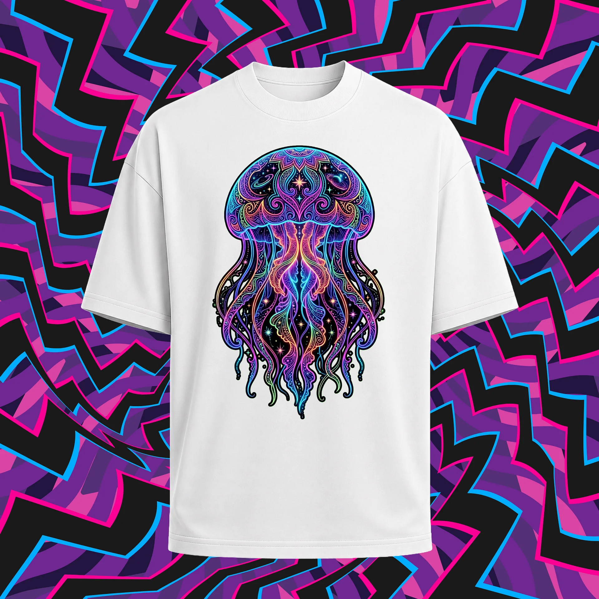 Intricate Neon Jellyfish T-Shirt product image (1)