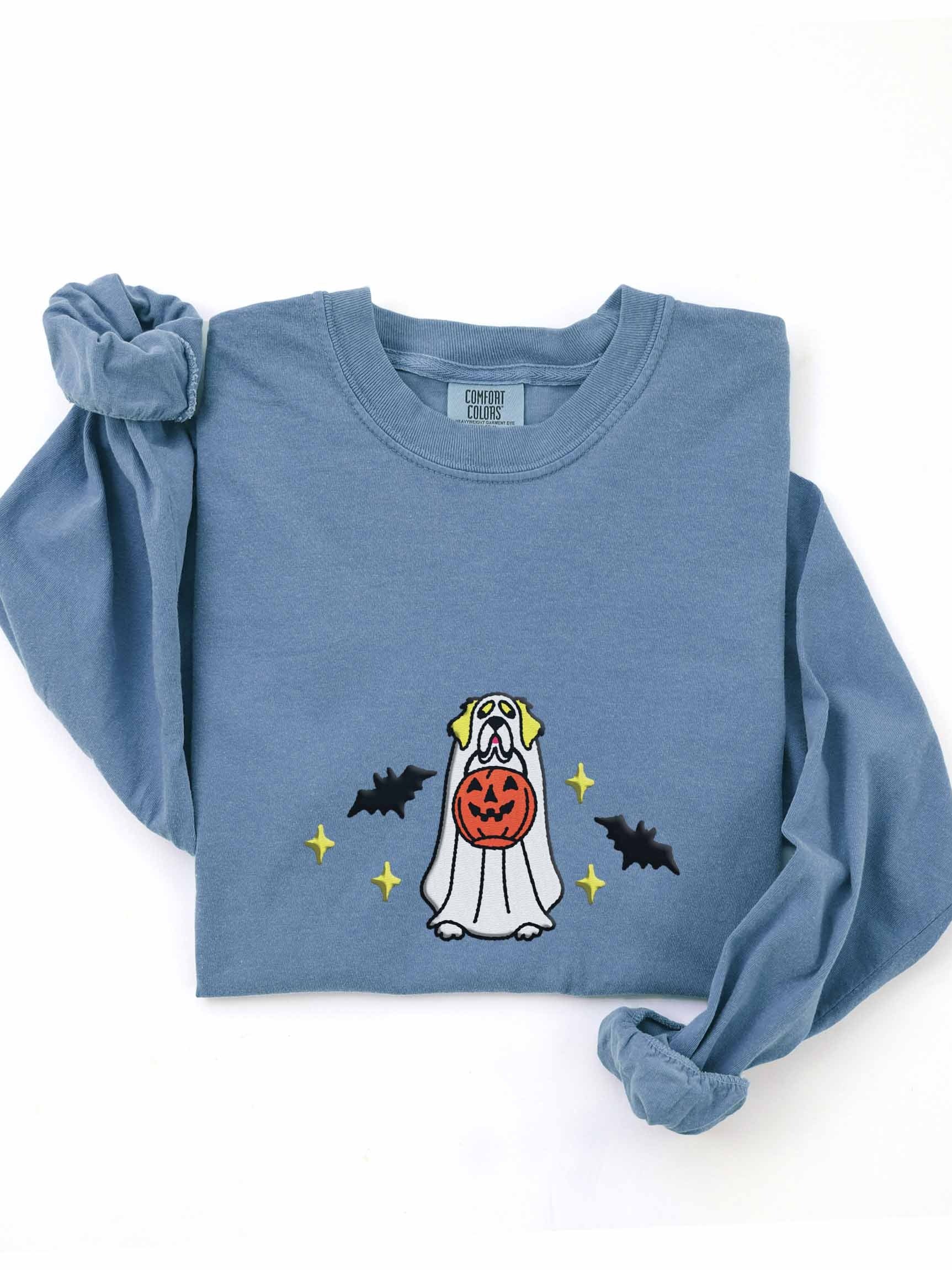 Halloween Saint Bernard(Lemon) Embroidered Long-Sleeve T-Shirt product image (1)
