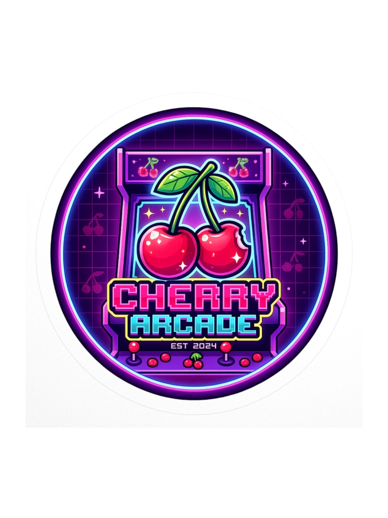 Cherry Arcade Neon Kiss Cut Sticker product image (2)