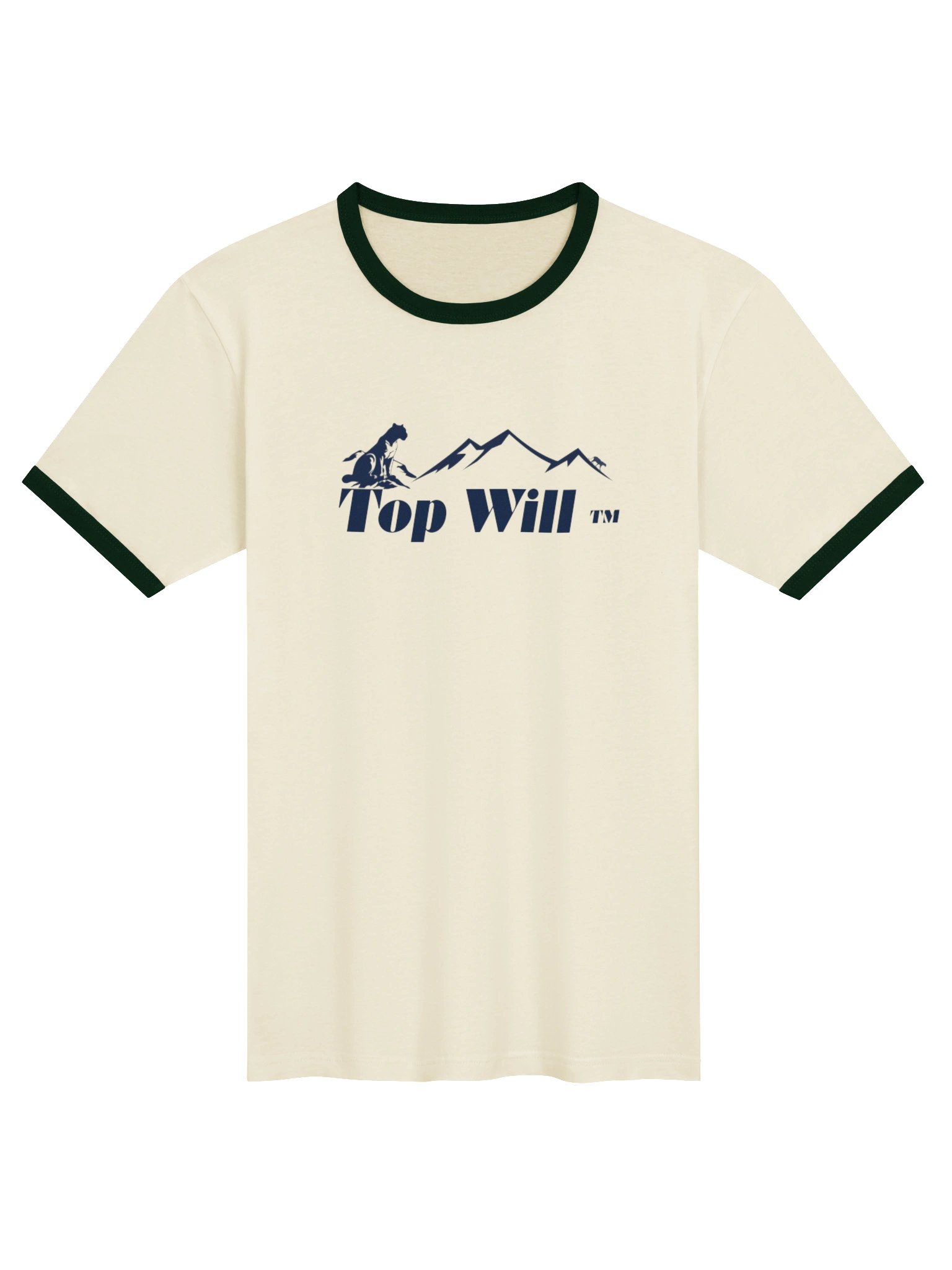 Top Will ™ Cream & Navy Blue Unisex Ringer T-Shirt product image (1)