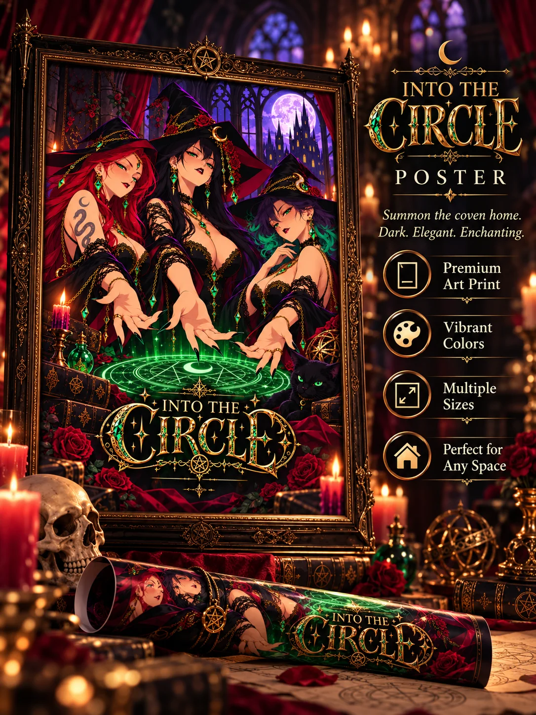 Into the Circle 🔮 | Gothic Witch Coven Anime Poster product image (1)