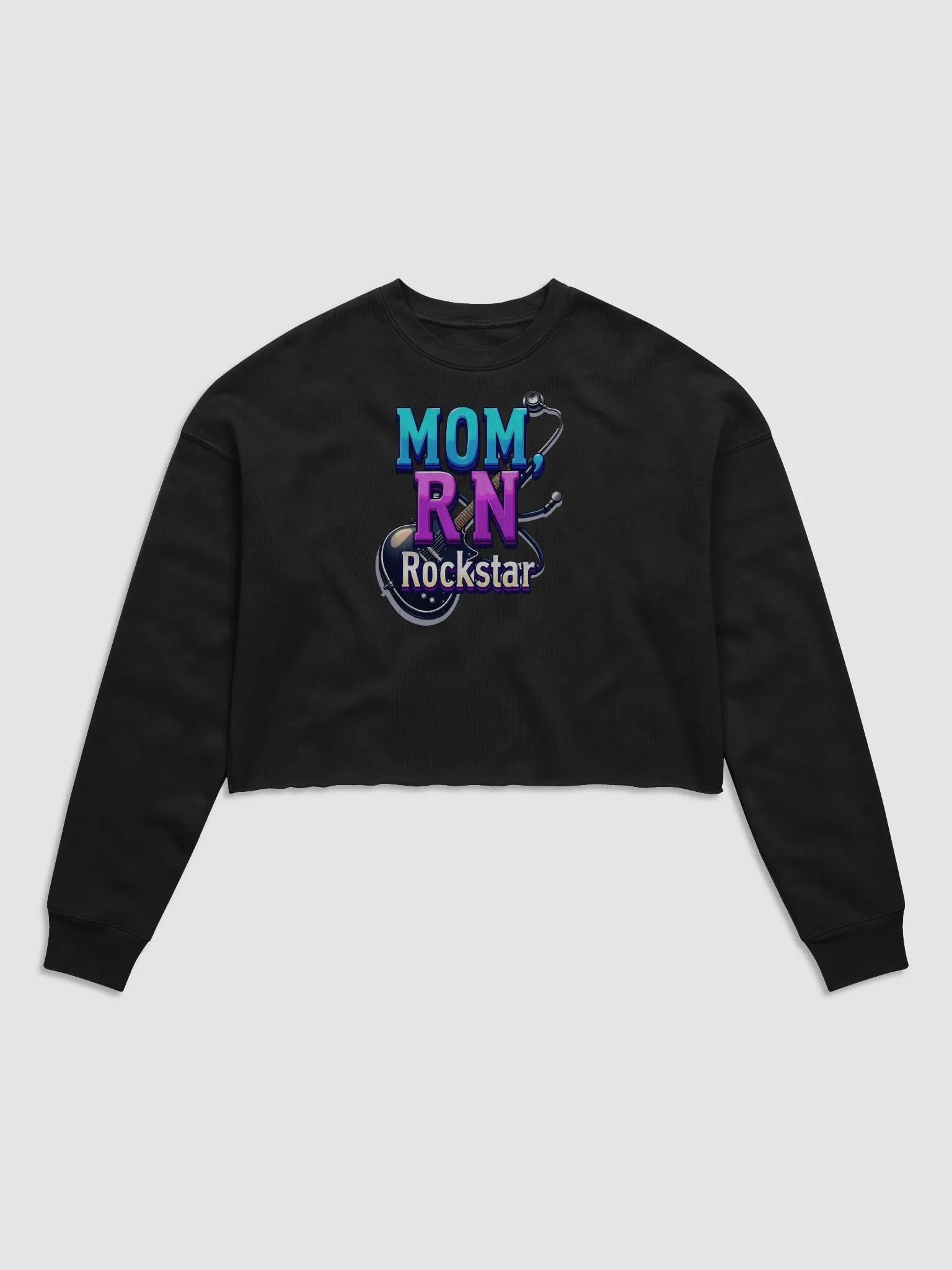 Rockstar, RN, mom, guitar Tribute Fleece Crop Sweatshirt product image (3)