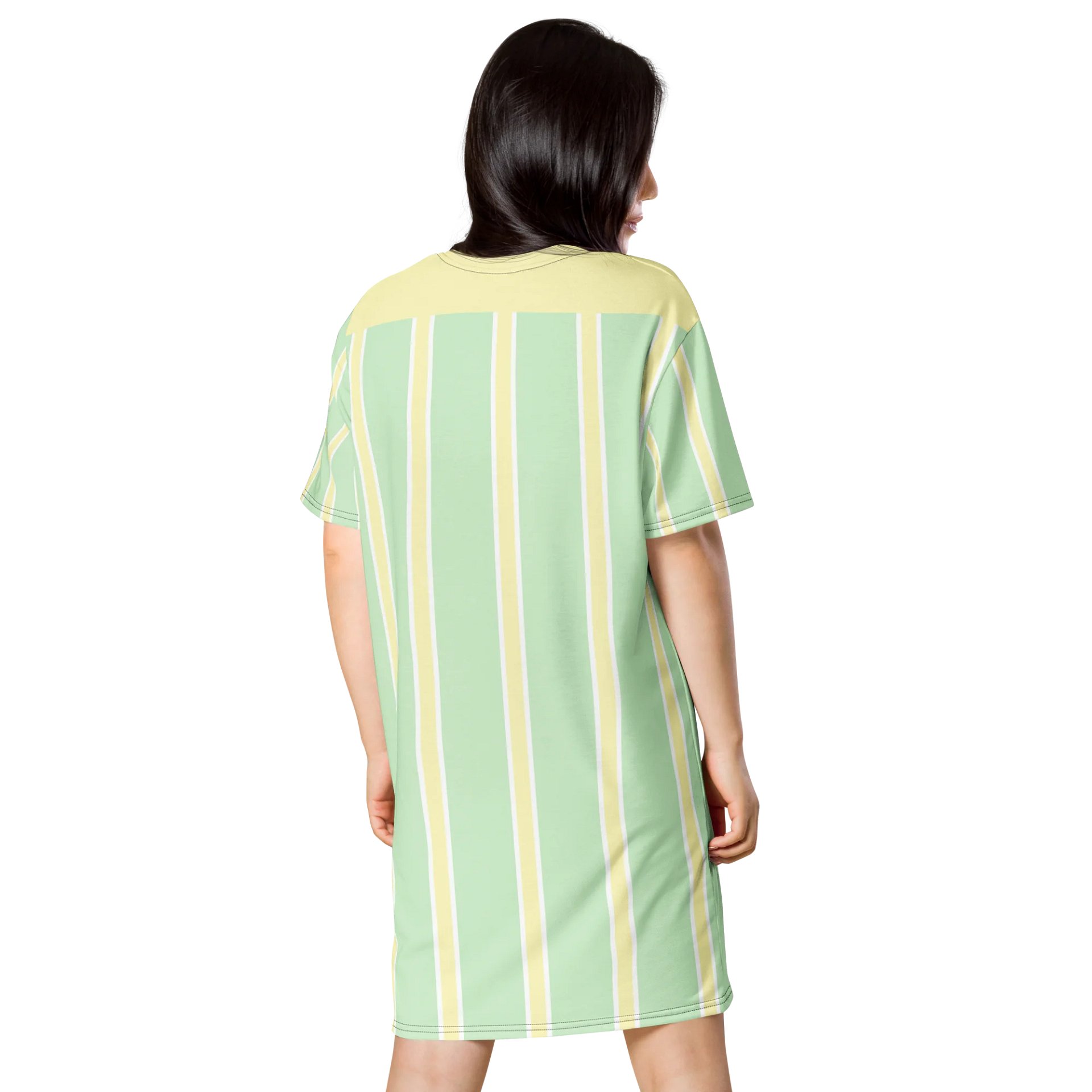 Exclusive Mint Green & Yellow Striped Oversized T-Shirt Dress | TDS Music product image (2)
