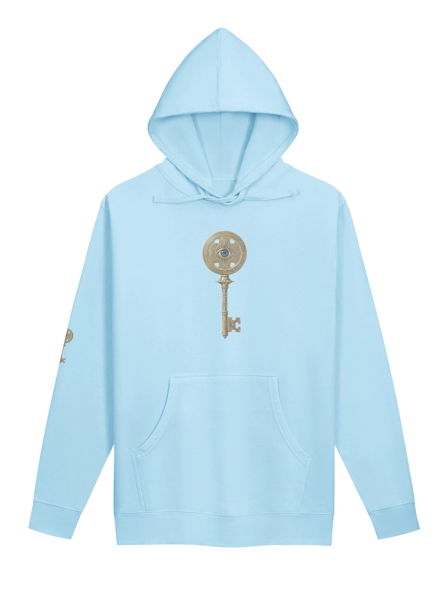 The Gatekeeper’s Key – Blue Aqua Direction Edition (Front + Right Sleeve Print) | Unisex Midweight Hoodie product image (1)