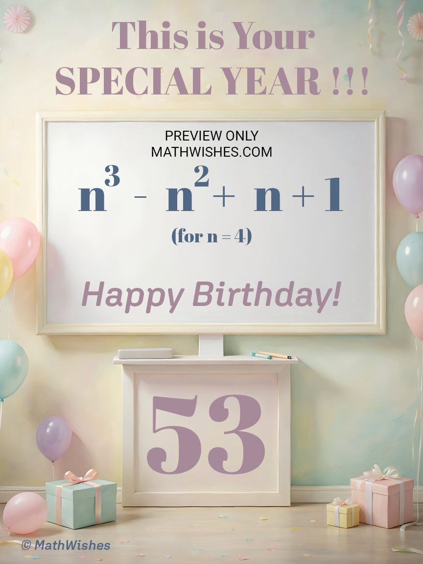 53rd Birthday Card - Algebra Equation product image (1)