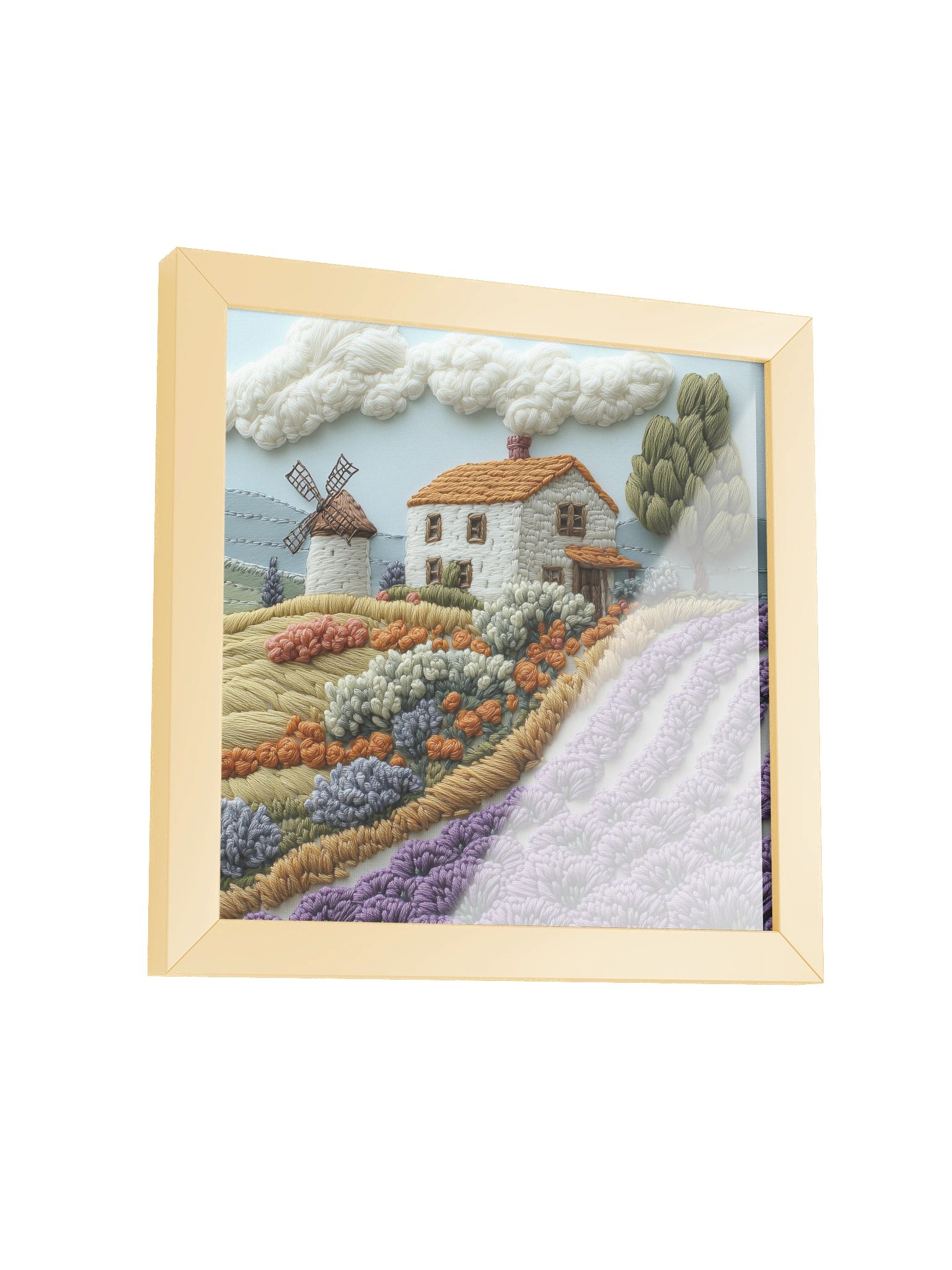A Sweet Rural Escape | Embroidery-Style Wall Art — Framed Print product image (3)
