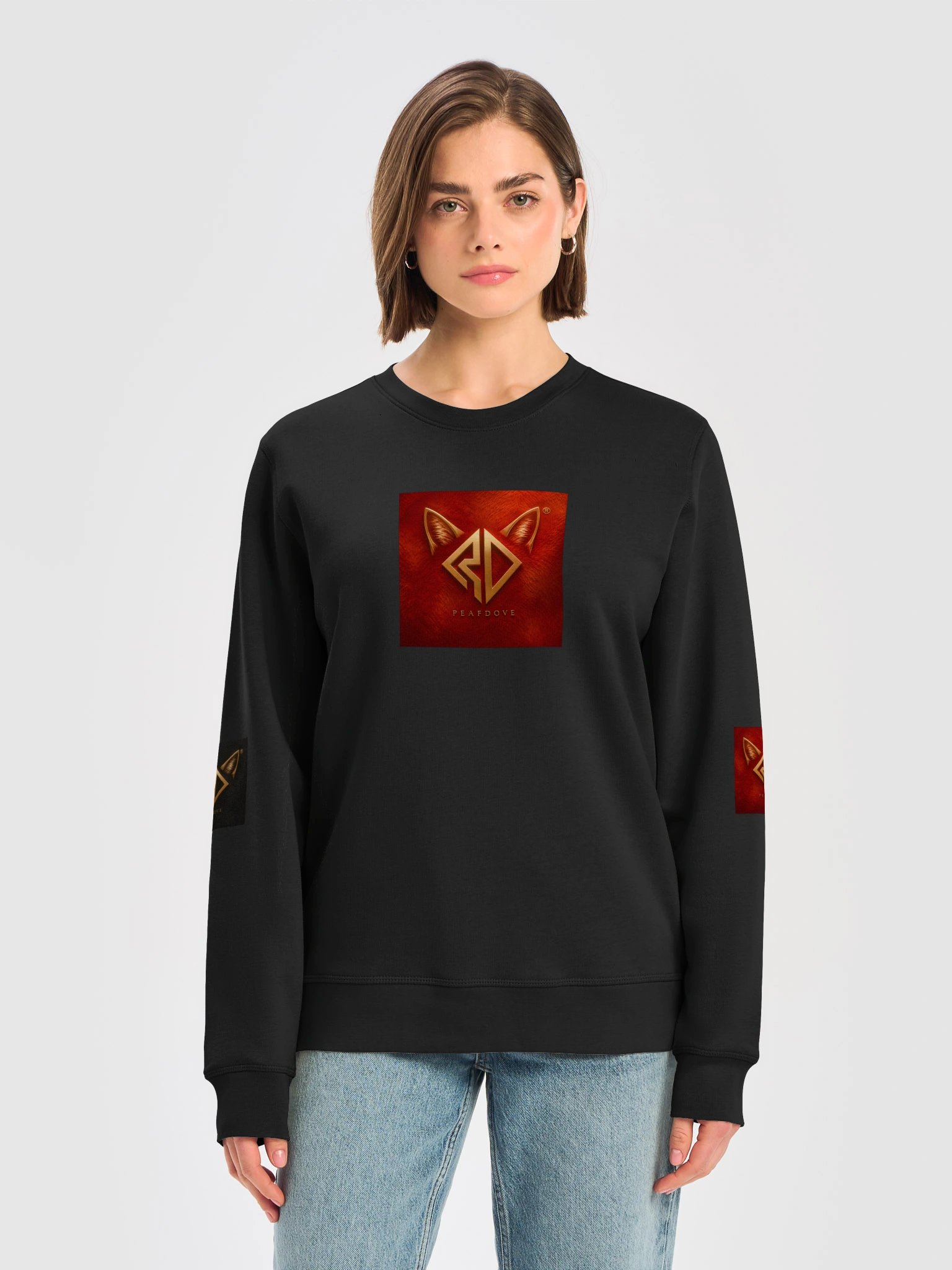 PEAFDOVE® RED CAT SIGNAL — Black Crewneck product image (6)
