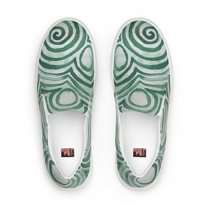 "Green Swirl" Canvas Slip On Shoes (Men's) product image (1)