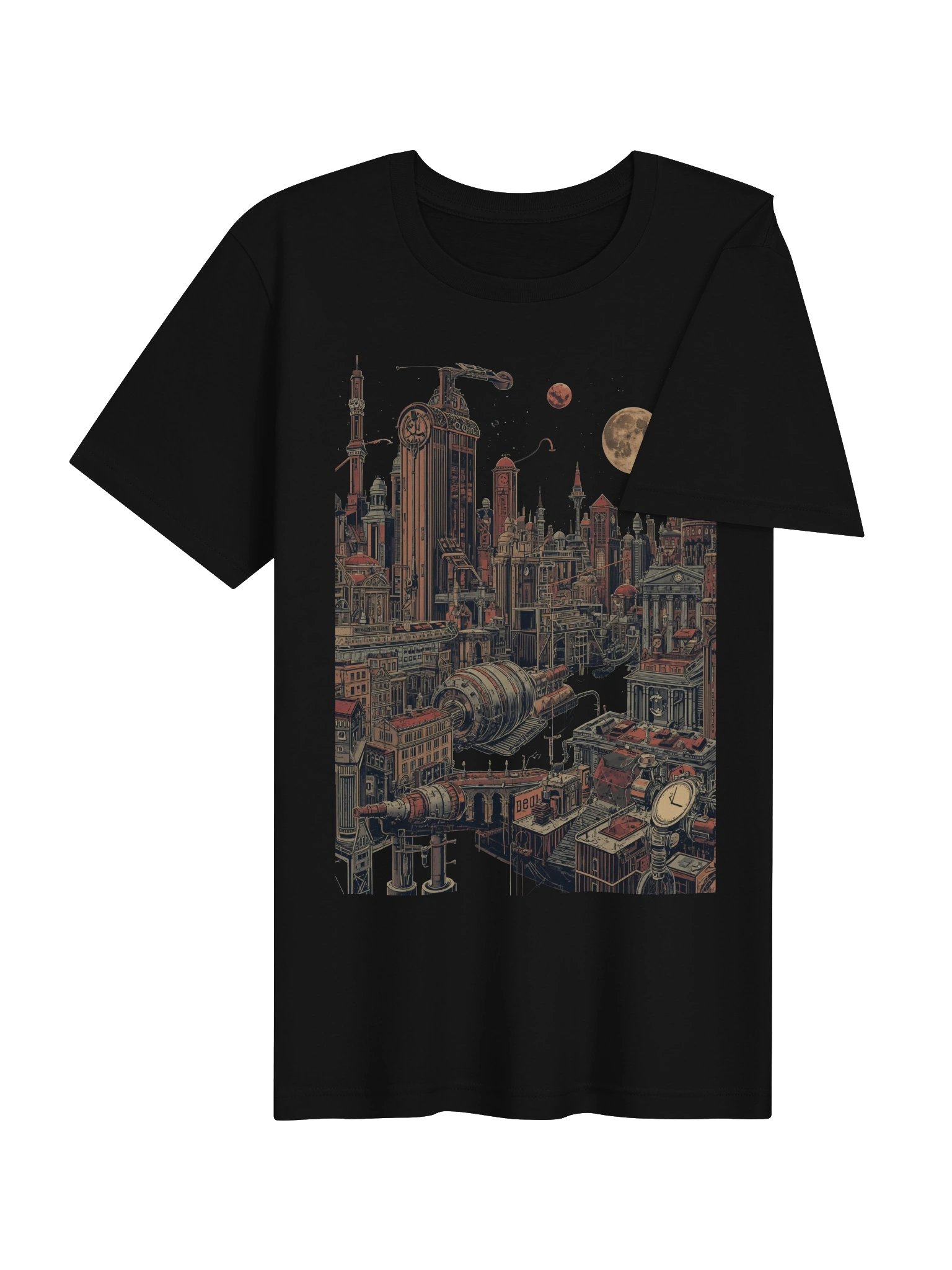 Moonlit Retro-Futurist Cityscape Lightweight T-Shirt product image (7)