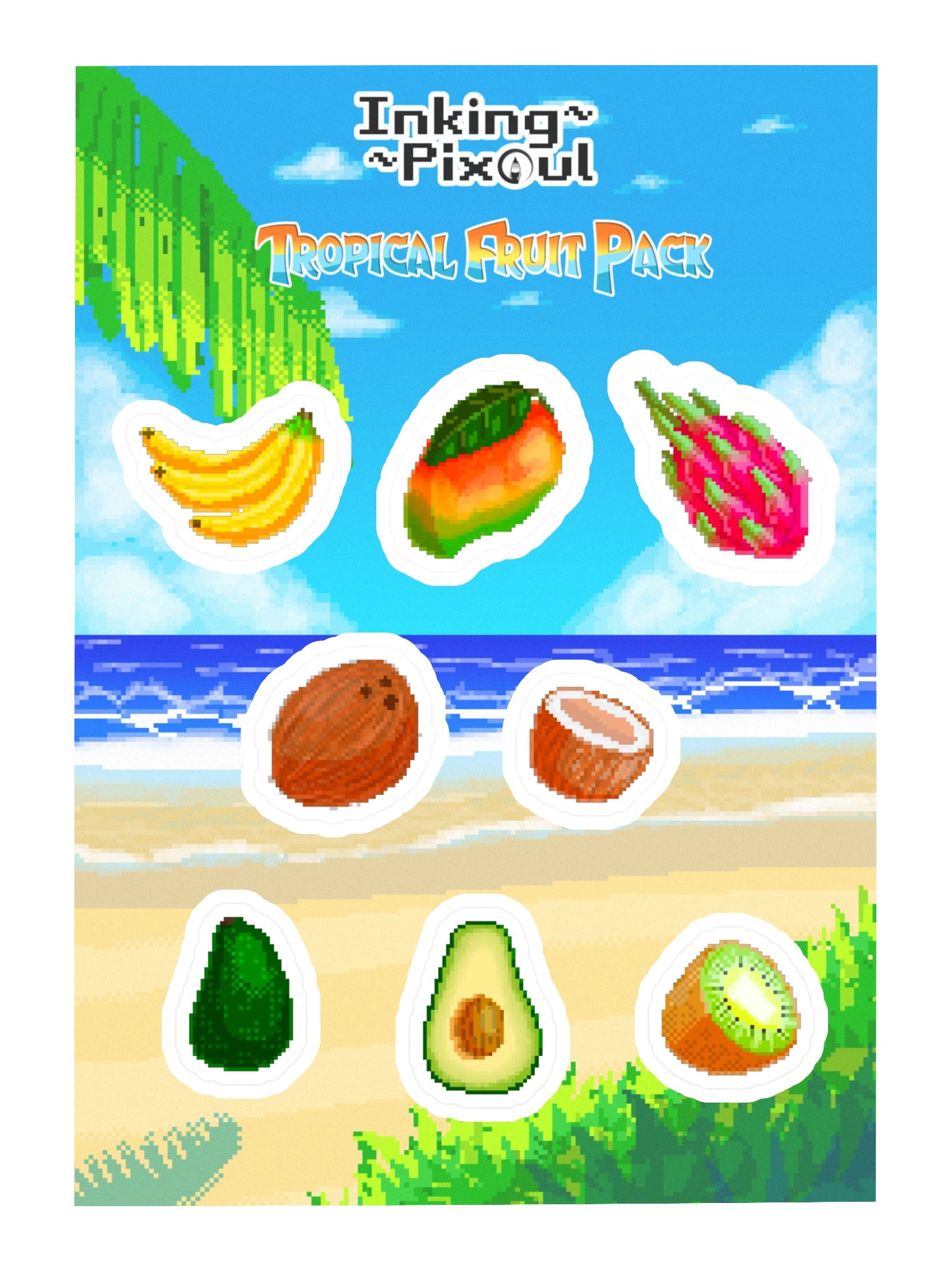Tropical Pixel Fruit Stickers product image (3)