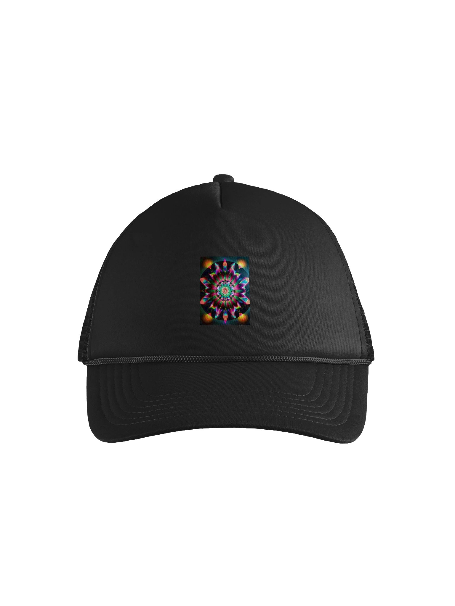Neon Mandala Bloom Trucker Hat product image (1)