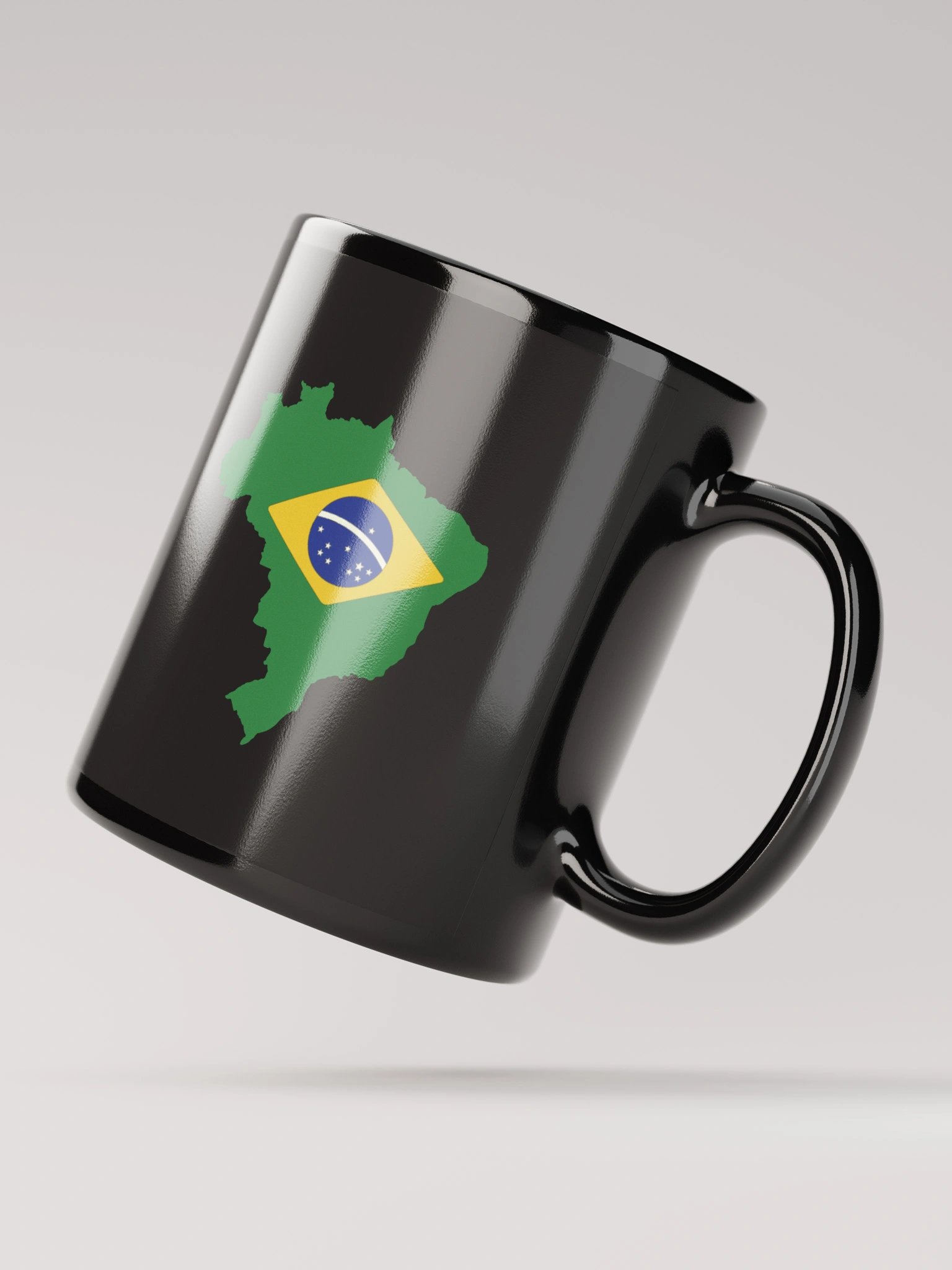 Brazil Flag and Map Black Coffee Mug - Double Sided Print product image (7)