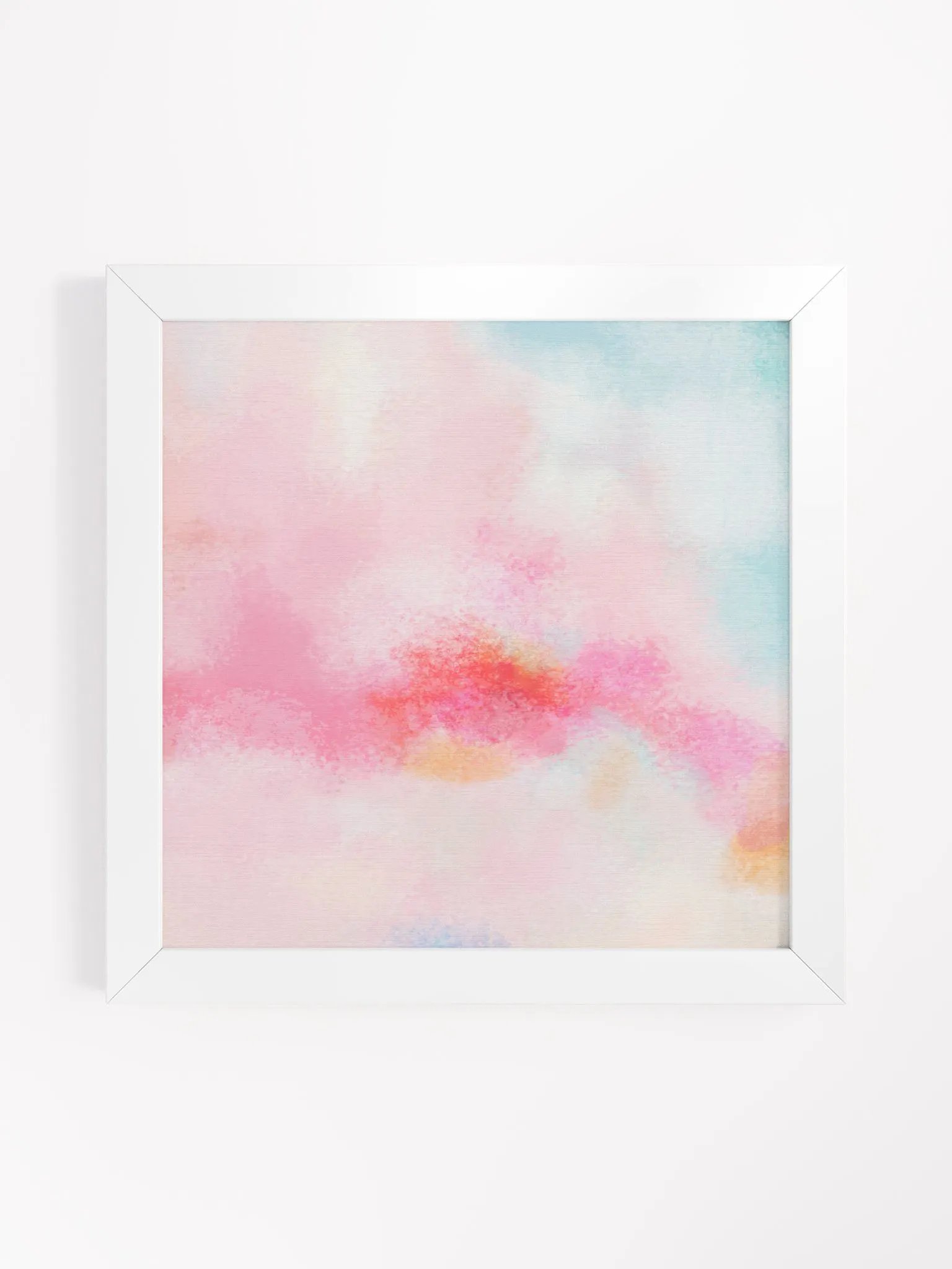 Blush pink, hot pink, peach, teal blue and white abstract painting print product image (42)