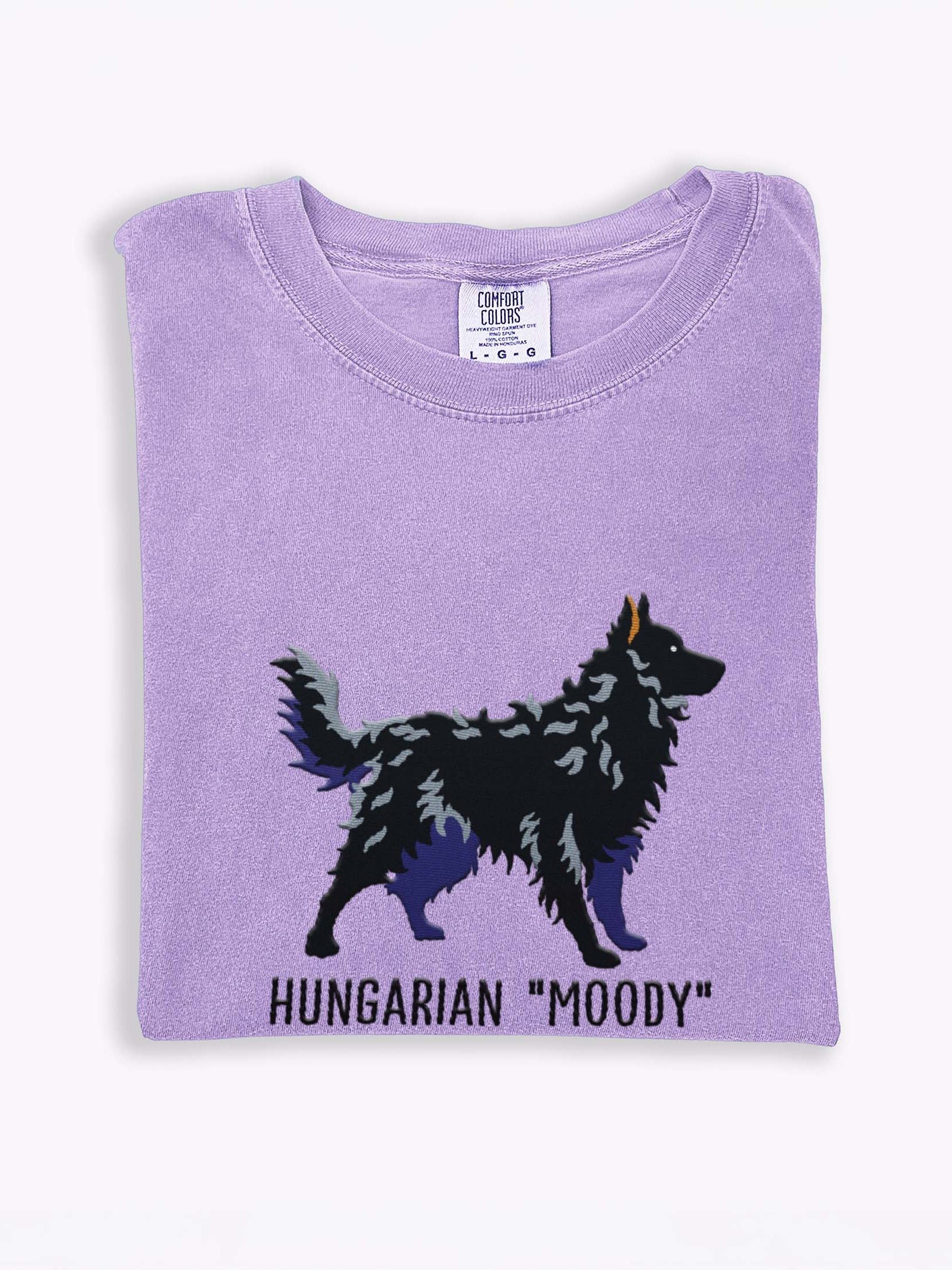 Hungarian Moody T-Shirt(Embroidered) of a Hungarian Mudi(Black) product image (1)