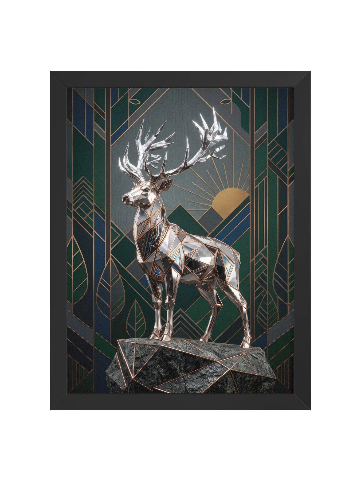 Geometric Metallic Stag Framed Poster - Neo-Deco Wall Art product image (17)